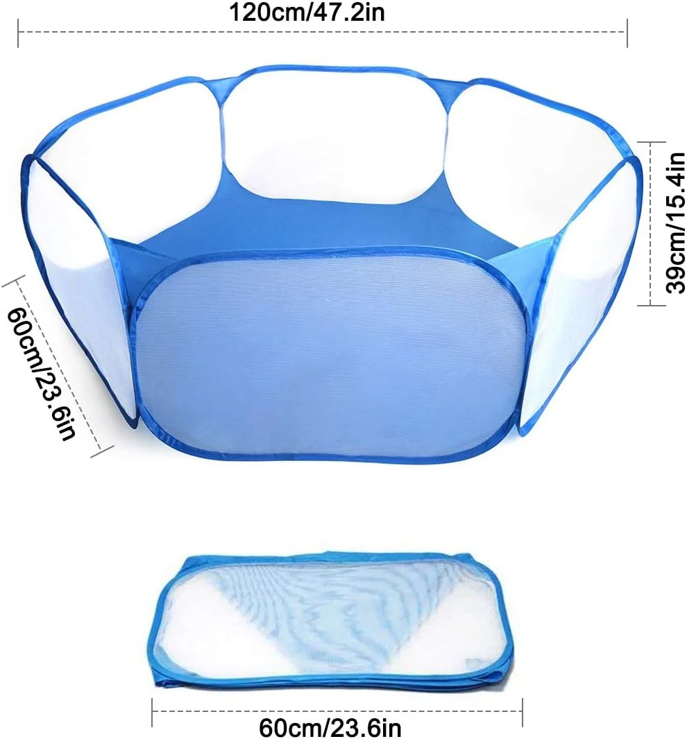 محوطه بازی حیوانات کوچک، محوطه بازی خوکچه هندی و همستر، قفس قابل حمل تاشو و توری تنفسی برای خزندگان، چادر حیوانات خانگی مناسب فضای باز و داخل خانه برای خرگوش، چینچیلا و جوجه تیغی، آبی