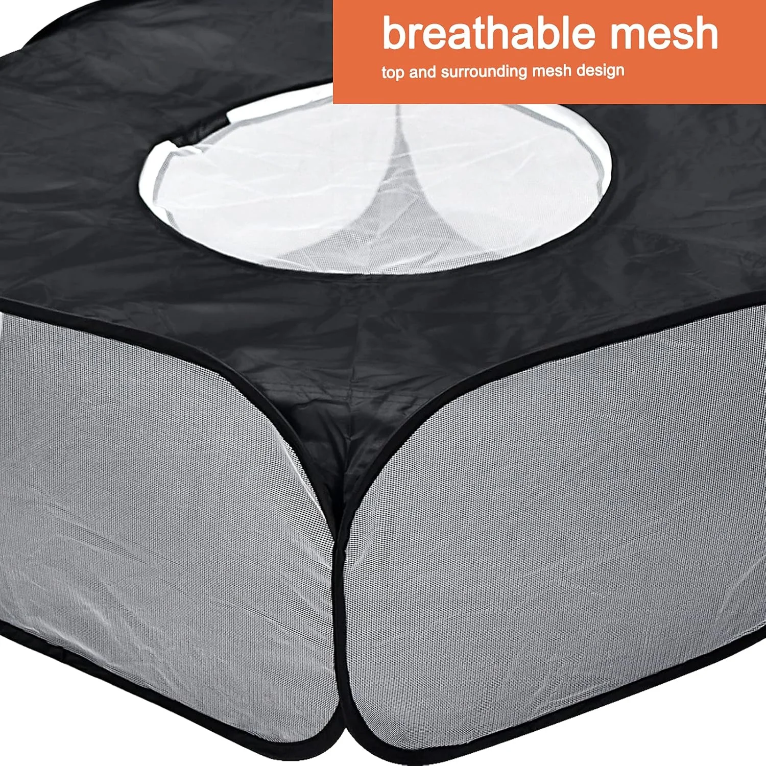 محوطه بازی حیوانات کوچک، محوطه بازی همستر و خوکچه هندی، قفس قابل حمل و تاشو برای خزندگان، حصار تمرینی تاشو مناسب فضای باز و داخل خانه برای خرگوش، چینچیلا و جوجه تیغی (مشکی)