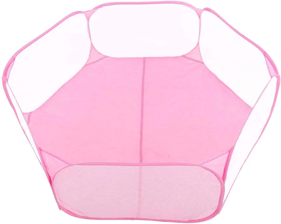 محوطه بازی حیوانات خانگی، تاشو قابل حمل راحت و تنفسی، چادر اسباب بازی شفاف برای بازی و استراحت (صورتی)