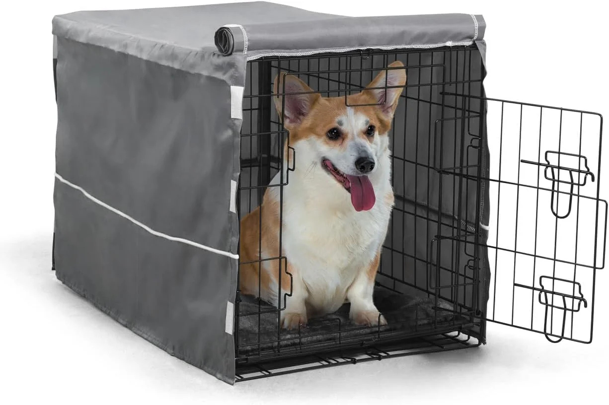 کیت باکس سگ تک درب 30 اینچی BOWHAUS شامل روکش باکس و تخت خواب نرم سگ، قفس سگ داخلی با تشت ضد نشت، باکس سگ فلزی تاشو برای سگ های کوچک و متوسط