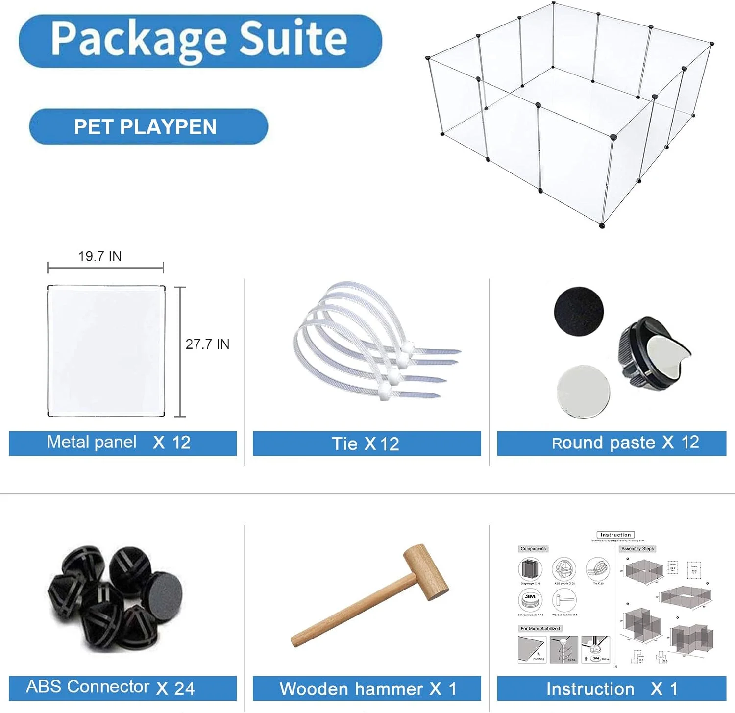 محوطه بازی سگ و حیوانات خانگی BRIAN & DANY، محوطه بازی شفاف آکریلیک برای توله سگ، پنل های حصار شفاف قابل حمل برای حیوانات کوچک مانند خرگوش، بچه گربه، خرگوش کوچک، گربه، 28 X 20 اینچ