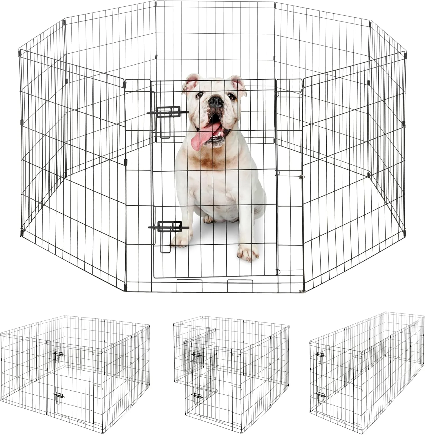 محوطه بازی تاشو حیوانات خانگی BOWHAUS با درب، قفس فلزی قابل حمل با ارتفاع 30 اینچ، قفس تمرینی سنگین 8 پنلی برای سگ های متوسط و حیوانات