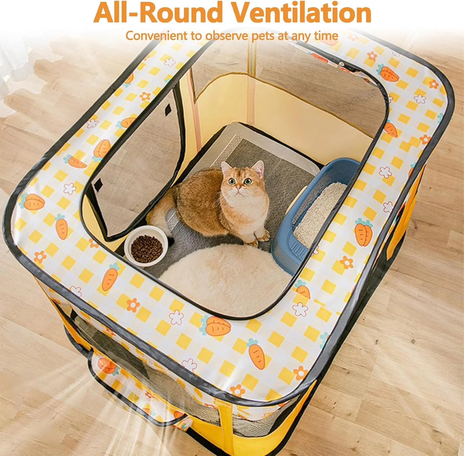 محوطه بازی تاشو قابل حمل حیوانات خانگی BOSERMEN، باکس سگ با توری زیپ‌دار جداشدنی برای استفاده در سفر، کمپینگ، داخل و خارج از خانه، محوطه بازی سگ و گربه زیبا (بزرگ، بنفش)