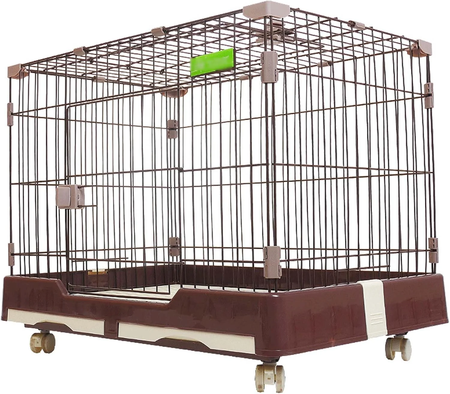 خانه سگ خلاقانه BNEI، خانه حیوانات خانگی نفیس، تک درب با نورگیر، با سینی غلتکی، چندگانه، رنگ آبی/صورتی/قهوه ای (متوسط، قهوه ای)