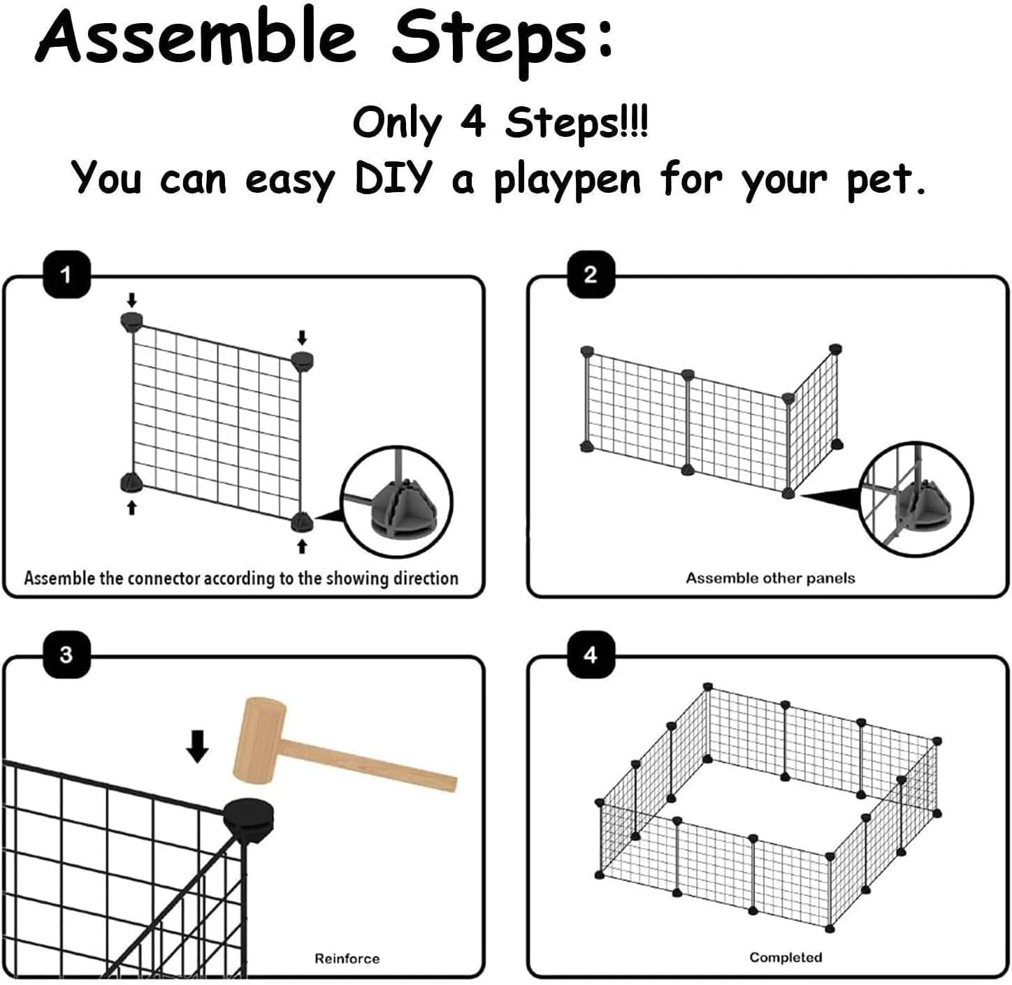 محوطه بازی تاشو حیوانات خانگی BPA® - قفس تاشو برای سگ، گربه، خرگوش و توله سگ - چادر حیوانات خانگی محکم برای استفاده در داخل و خارج از منزل (زرد)