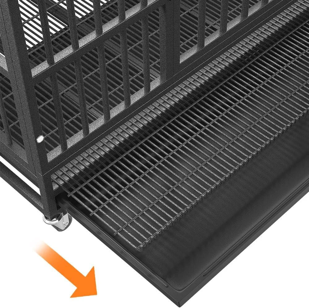 قفس سگ بسیار مقاوم BOLDBONE در اندازه های 54/48/38 اینچ، قفس ضد تخریب و ضد فرار برای سگ های بزرگ، قفس سگ با اضطراب بالا با سینی های جداشدنی، چرخ ها و درب دوبل، خیلی بزرگ XL XXL