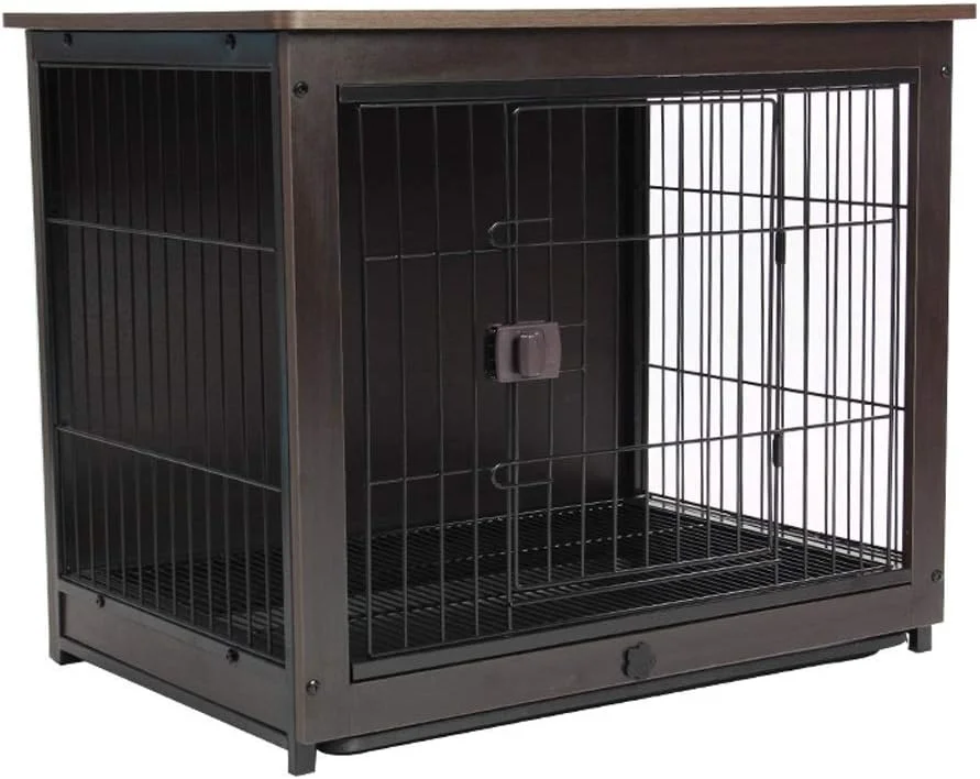 قفس سگ چوبی مشکی WYJW، ویلای سگ خانگی، تخت سگ، قفس گربه، باکس سگ، لانه سگ (سایز: M: 64 * 50 * 60cm)