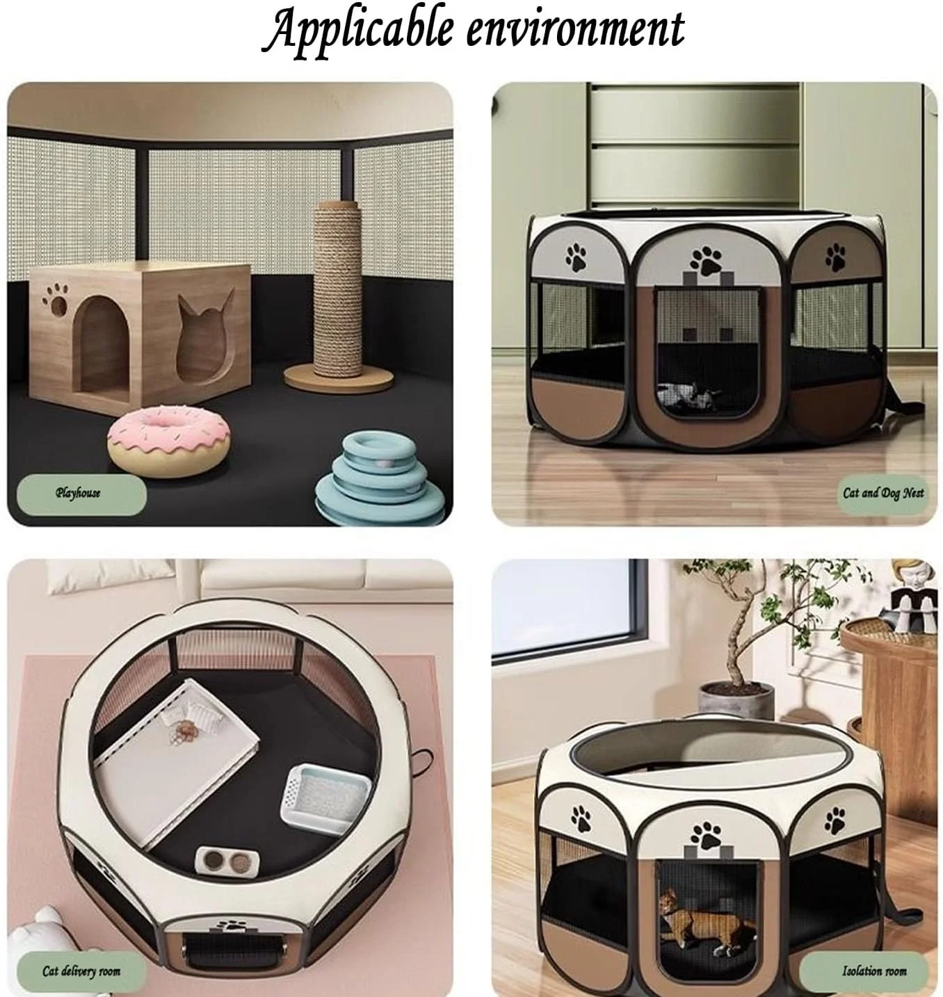 محوطه بازی تاشو و قابل حمل سگ و گربه بیتون، چادر حیوانات خانگی توله سگ، کاسه مسافرتی تاشو مناسب استفاده در فضای داخلی و خارجی (M، خاکستری)