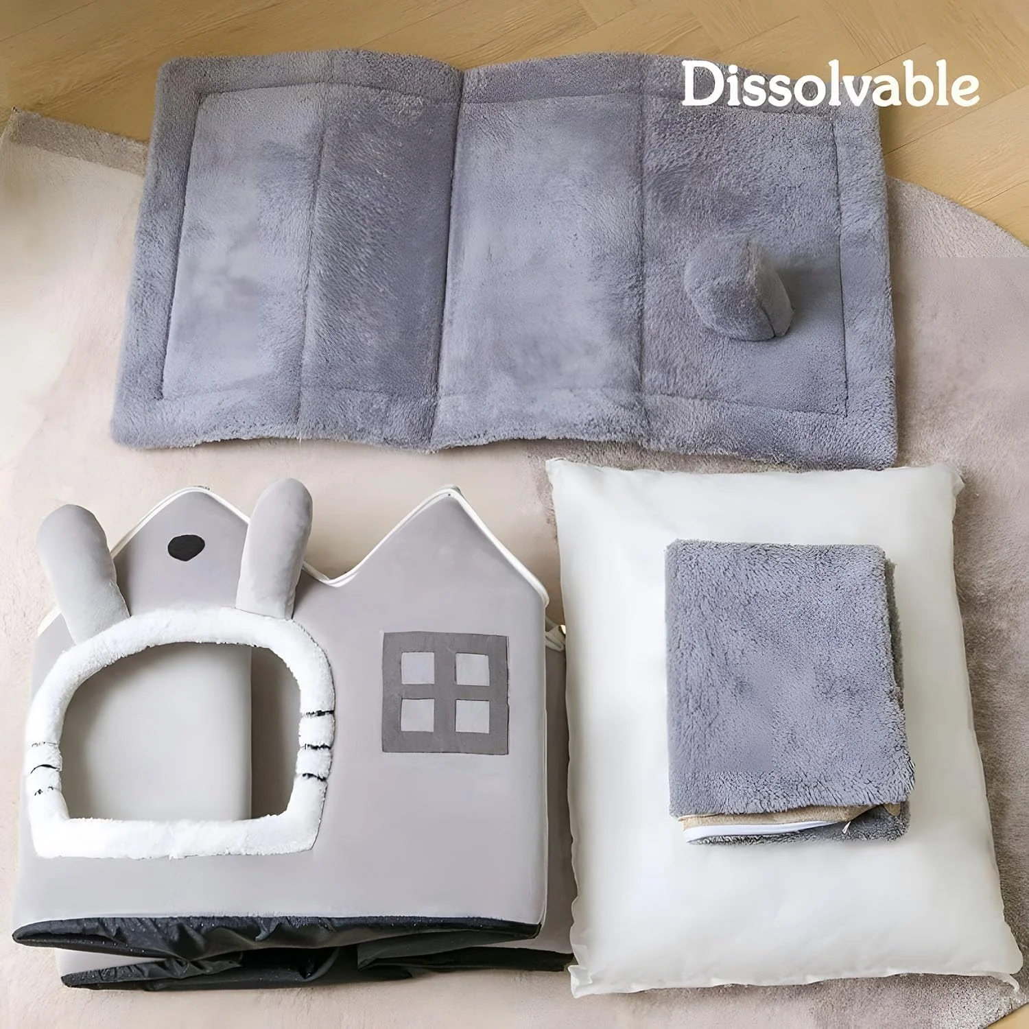 خانه سگ بولیوی، سایز M، ابعاد 44x39x36 سانتی متر، خانه حیوانات خانگی به شکل ویلا، طراحی زیبا و کف ضد لغزش، قابل تمیز کردن، ایده آل برای سگ ها و گربه ها، تخت گربه بادوام برای گربه های داخل خانه و تخت سگ کوچک