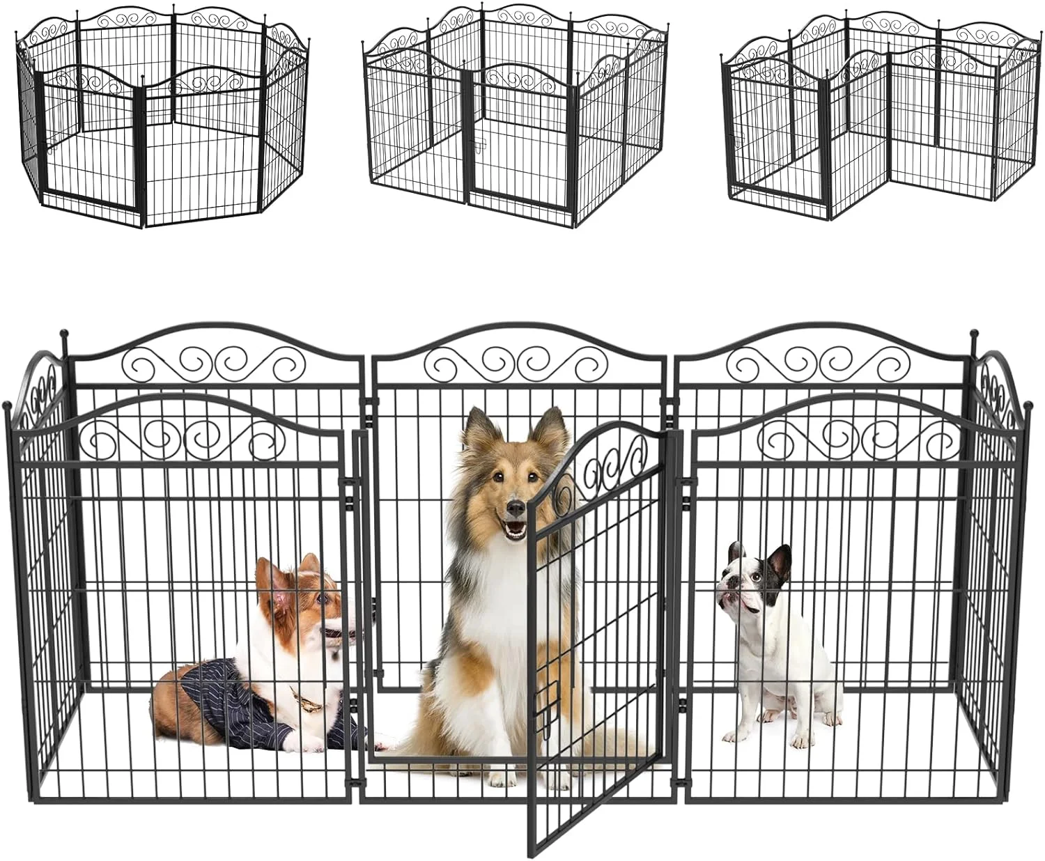 محوطه بازی سگ سنگین BingoPaw: 8 پنل بزرگ فلزی برای داخل و خارج از خانه، ارتفاع 80 سانتی متر - حصار بازی توله سگ برای تمرین در باغ برای سگ های کوچک، متوسط، گربه و خرگوش