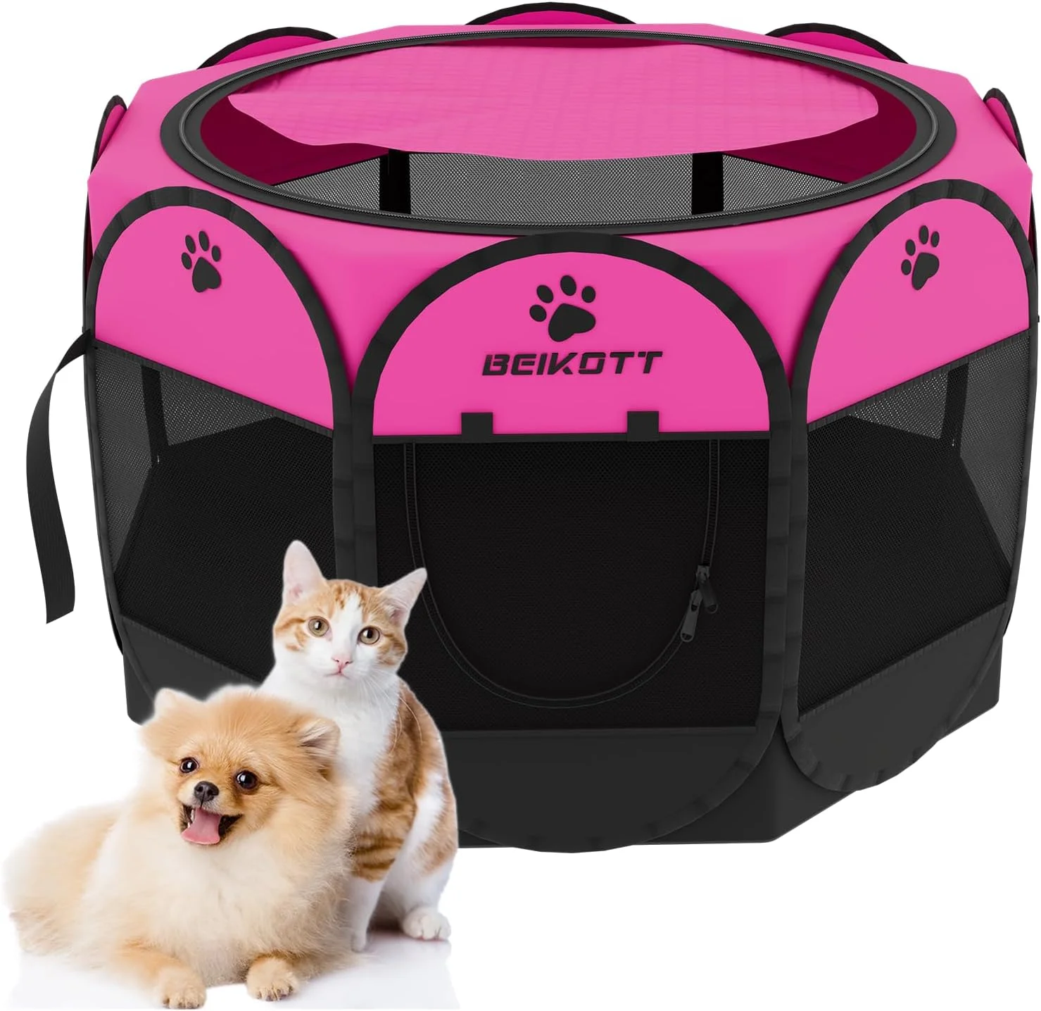 محوطه بازی حیوانات خانگی BEIKOTT، محوطه تاشو سگ، قفس تمرین قابل حمل برای توله سگ/سگ/گربه/خرگوش، چادر بازی سگ با سایبان توری قابل جابجایی برای استفاده در سفر در داخل و خارج از منزل