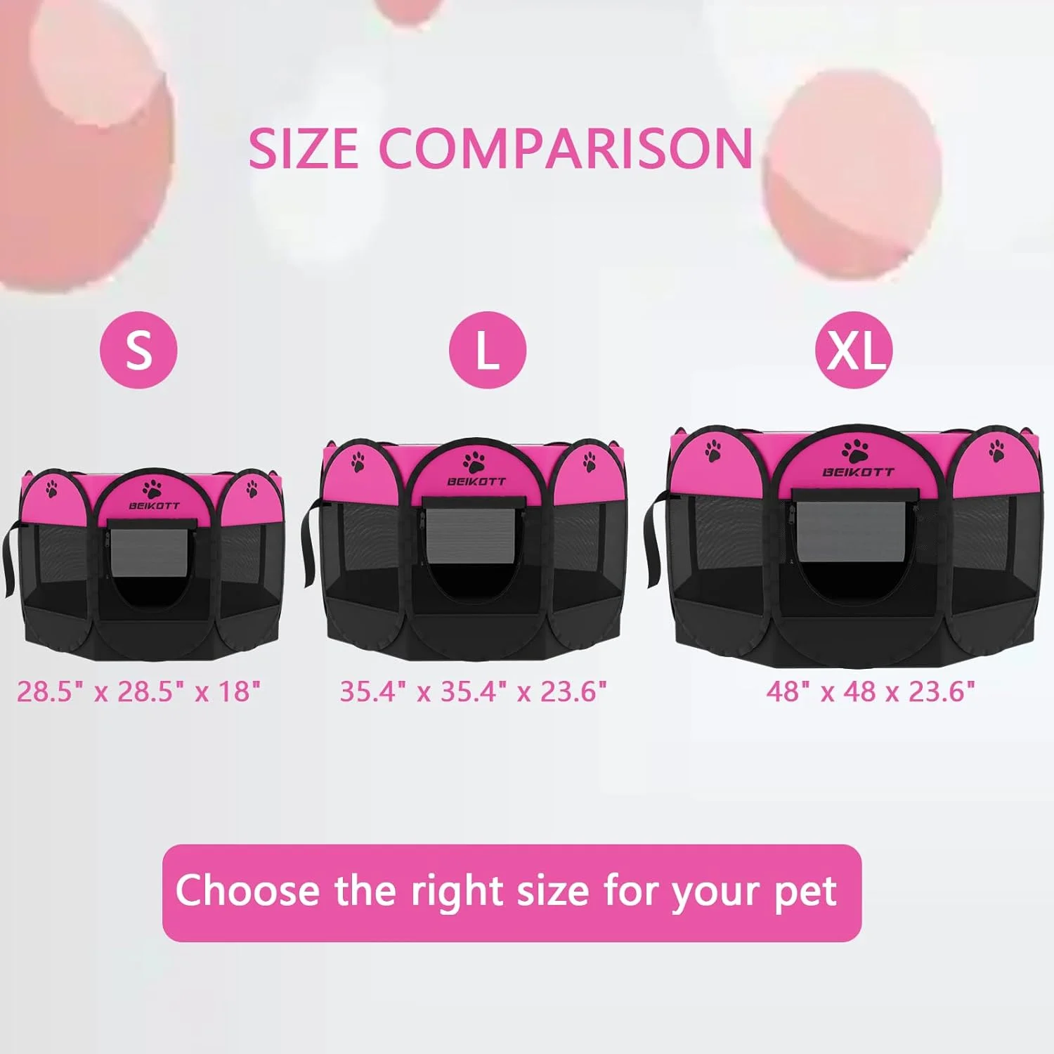 محوطه بازی حیوانات خانگی BEIKOTT، محوطه تاشو سگ، قفس تمرین قابل حمل برای توله سگ/سگ/گربه/خرگوش، چادر بازی سگ با سایبان توری قابل جابجایی برای استفاده در سفر در داخل و خارج از منزل