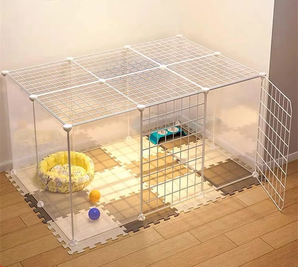 محوطه بازی حیوانات خانگی BePrincess مدل DIY، پنل های قابل حمل قفس حیوانات، قفس خوکچه هندی، خرگوش، قفس سگ، چادر حصار قفس گربه برای داخل و خارج از منزل (مدل D، سفید)