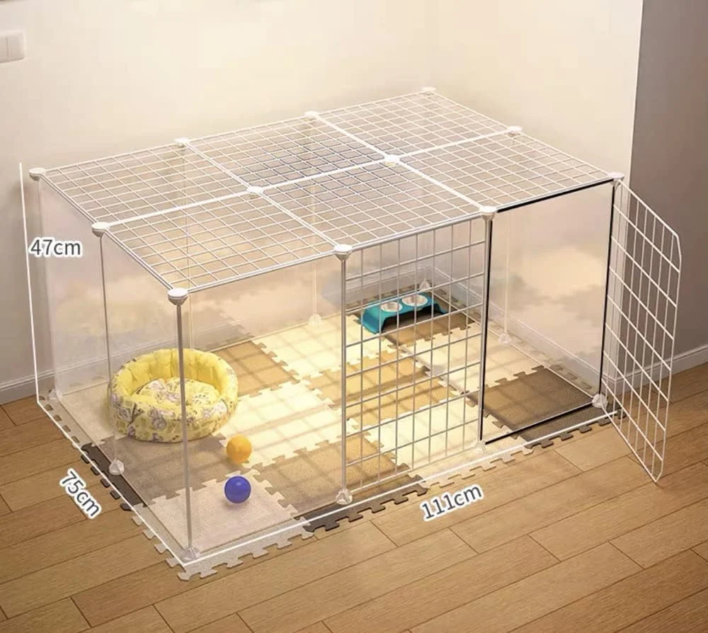 محوطه بازی حیوانات خانگی BePrincess مدل DIY، پنل های قابل حمل قفس حیوانات، قفس خوکچه هندی، خرگوش، قفس سگ، چادر حصار قفس گربه برای داخل و خارج از منزل (مدل D، سفید)
