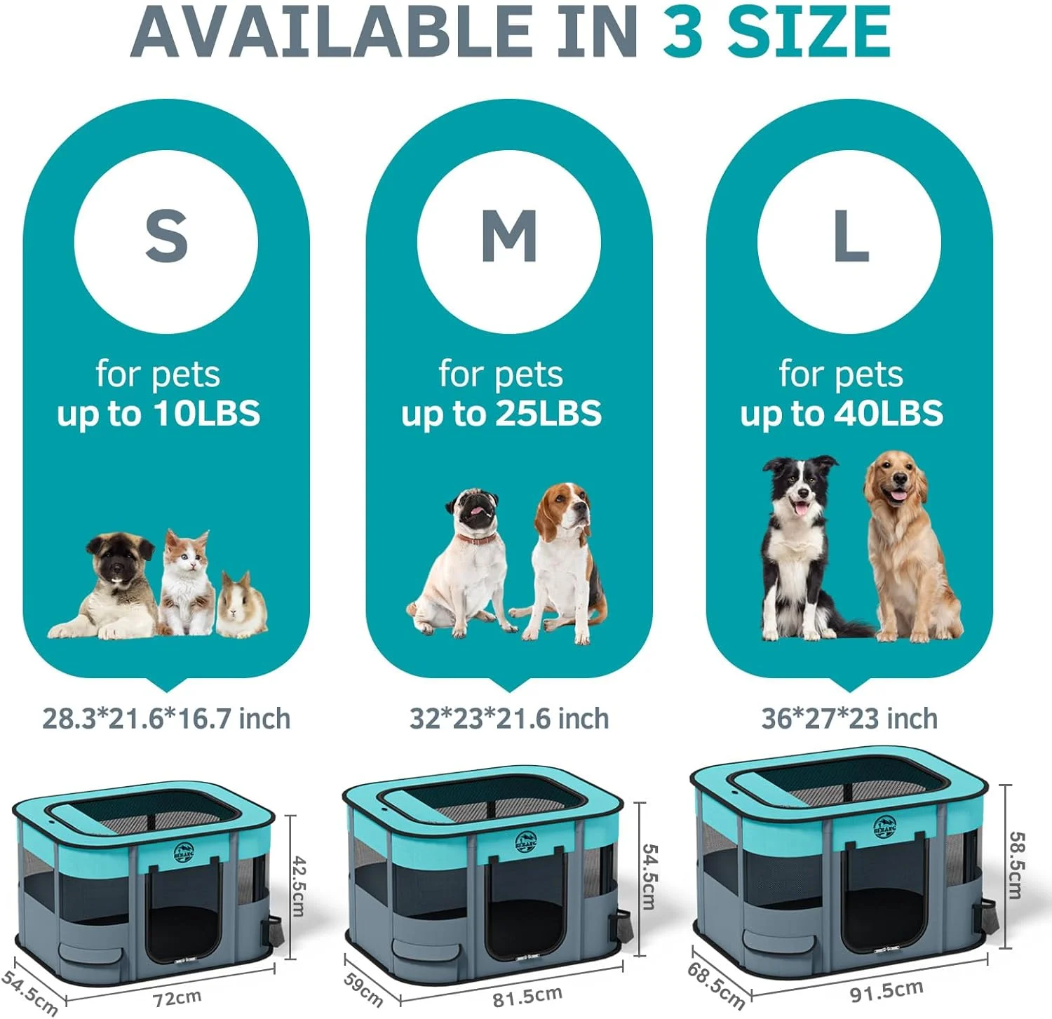 محوطه بازی سگ BEBANG، محوطه بازی توله سگ در داخل خانه، محوطه بازی حیوانات خانگی در فضای باز، سگ های کوچک قابل حمل تاشو، خانه لانه برای گربه های بزرگ متوسط خرگوش خوکچه هندی همستر بچه گربه با کیف حمل + کاسه غذا (S)