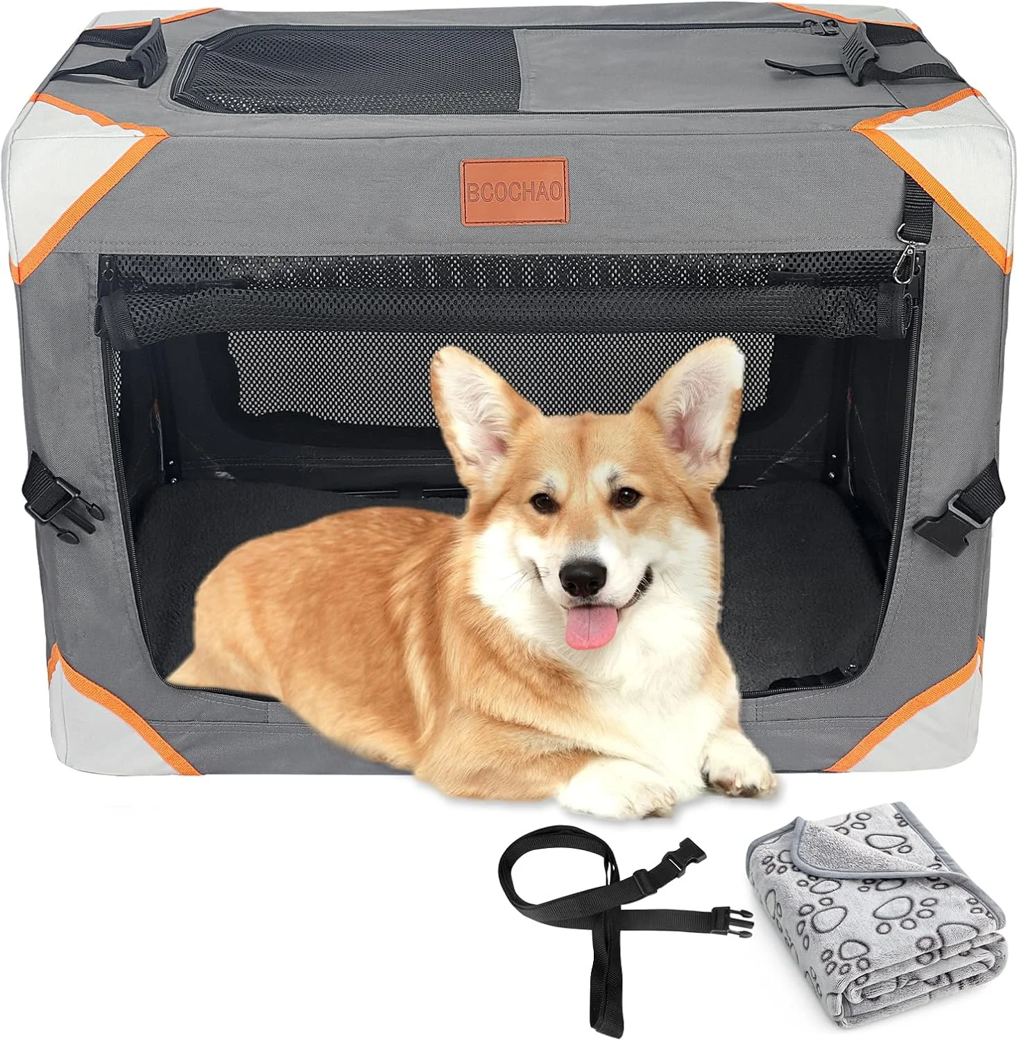 باکس تاشو سگ BCOCHAO - باکس های قابل حمل سگ برای سگ های کوچک و متوسط، باکس مسافرتی حیوانات خانگی 4 در، محکم/قابل تنفس/راحت، داخل و خارج از منزل و صندلی عقب خودرو. پتوی نرم سگ باکس تاشو سگ BCOCHAO - باکس های قابل حمل سگ برای سگ های کوچک و متوسط، باکس مسافرتی حیوانات خانگی 4 در، محکم/قابل تنفس/راحت، داخل و خارج از منزل و صندلی عقب خودرو. پتوی نرم سگ