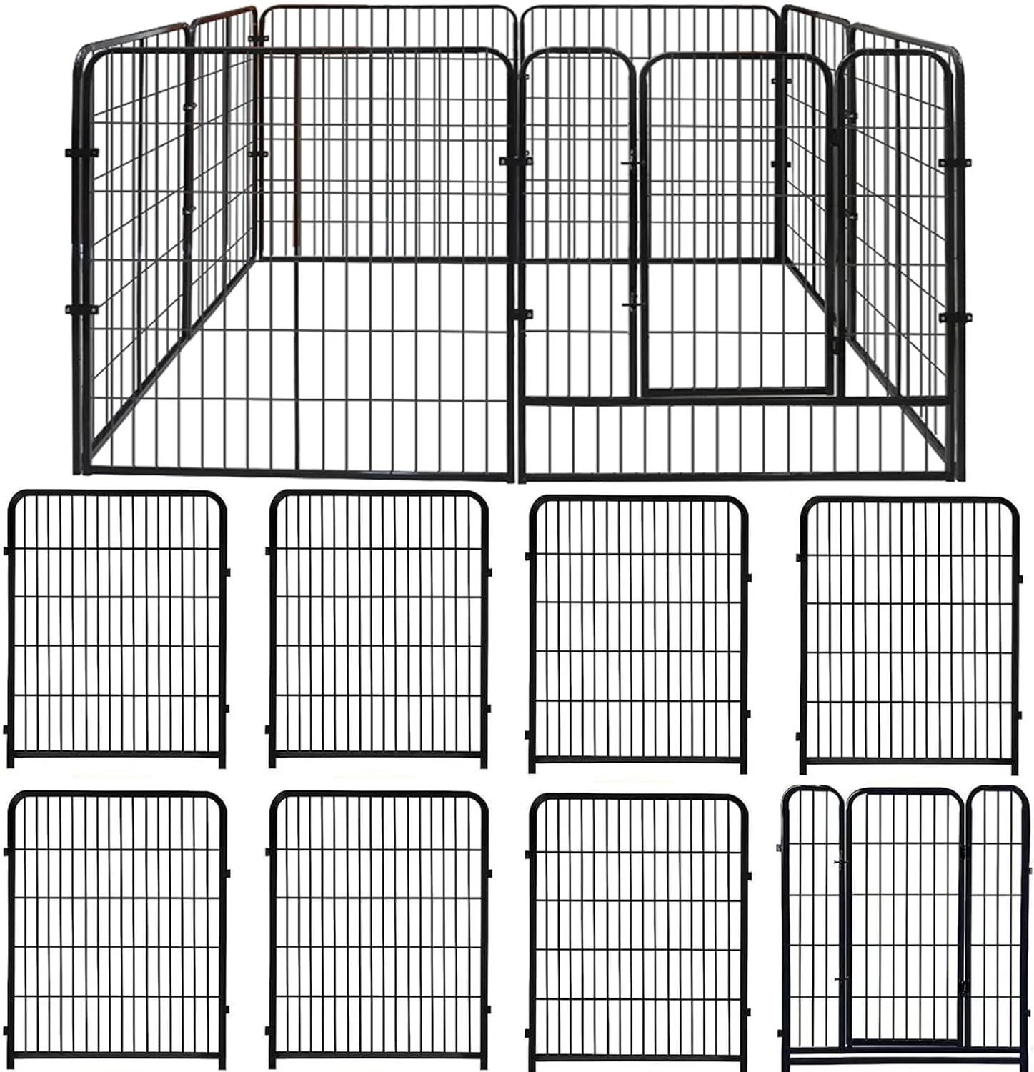 محوطه بازی توله سگ MyLink با درب، 8 تکه فلزی سنگین مشکی، حصار بدون نیاز به حفاری برای حیوانات، مناسب برای بازی و ورزش حیوانات خانگی، حصار باغچه و حیاط، حصار سگ در فضای باز، 80 سانتی متر در 6.4 متر محوطه بازی توله سگ MyLink با درب، 8 تکه فلزی سنگین مشکی، حصار بدون نیاز به حفاری برای حیوانات، مناسب برای بازی و ورزش حیوانات خانگی، حصار باغچه و حیاط، حصار سگ در فضای باز، 80 سانتی متر در 6.4 متر