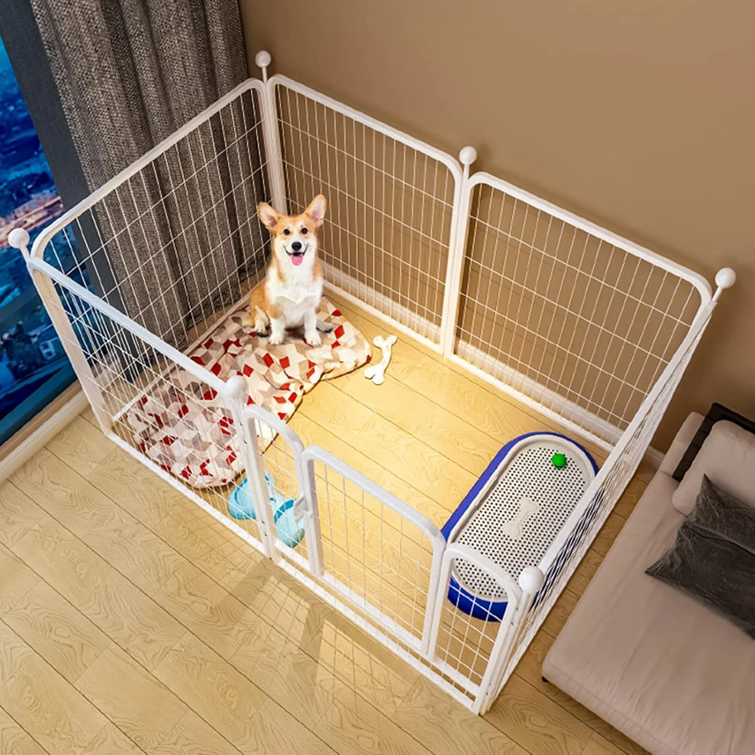 محوطه بازی حیوانات خانگی BaiBnn، حصار فلزی تاشو و مقاوم برای سگ، قابل گسترش، مناسب فضای داخلی و خارجی، قفس و مانع تمرینی برای سگ ها و گربه ها (سایز: 100 * 50 * 50 سانتی متر، رنگ: سفید) محوطه بازی حیوانات خانگی BaiBnn، حصار فلزی تاشو و مقاوم برای سگ، قابل گسترش، مناسب فضای داخلی و خارجی، قفس و مانع تمرینی برای سگ ها و گربه ها (سایز: 100 * 50 * 50 سانتی متر، رنگ: سفید)