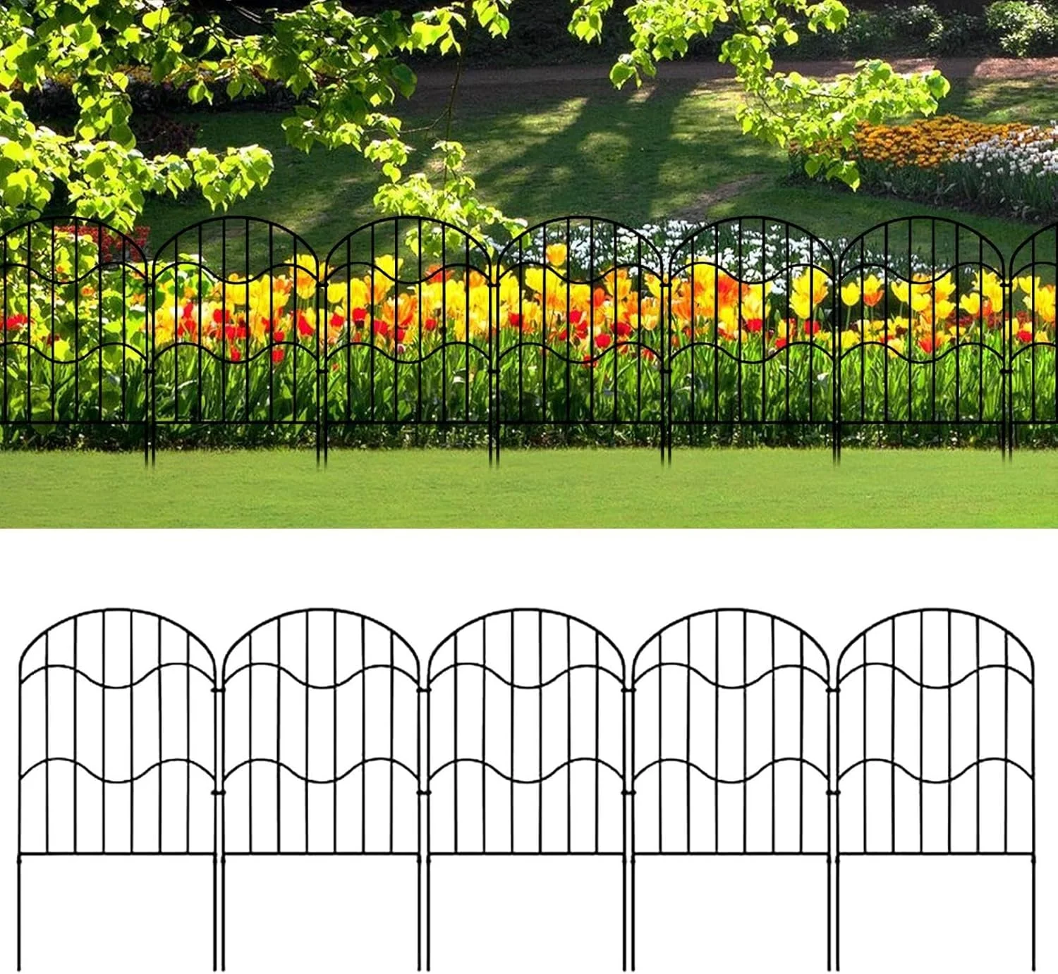 حصار باغچه، مانع حیوانات برای سگ، 10 عدد حصار موقت برای محوطه حیوانات خانگی، چمن، پاسیو، استفاده در باغ گل، محوطه سازی حیاط و رویداد