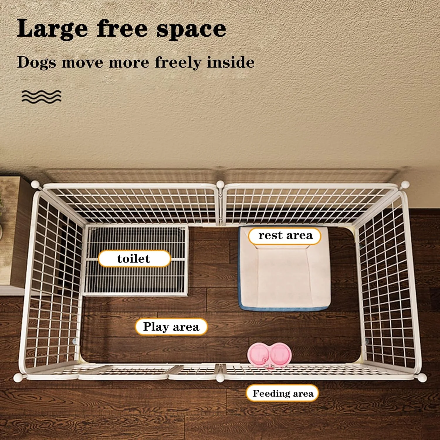 محوطه بازی حیوانات خانگی BaiBnn با 4/6 پنل، حصار فلزی سنگین برای حیوانات خانگی، محوطه زایمان توله سگ، حصار تمرینی سگ تاشو و قابل حمل برای استفاده در داخل و خارج از منزل (اندازه: 4 تکه: 70 * 70 * 80 سانتی متر)