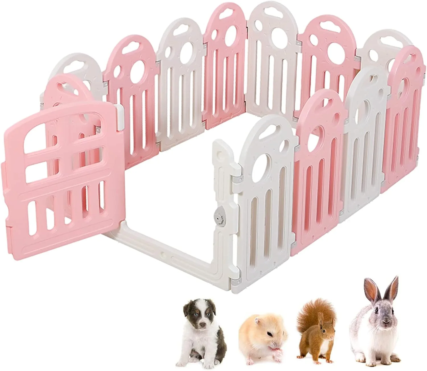 محوطه بازی حیوانات خانگی BaiBnn با درب، قفس حیوانات کوچک DIY برای استفاده در داخل و خارج از منزل، حصار حیاط پلاستیکی قابل حمل برای توله سگ، بچه گربه، خوکچه هندی، خرگوش، لاک پشت، همستر (اندازه: 165 * 165 * 60 سانتی متر)