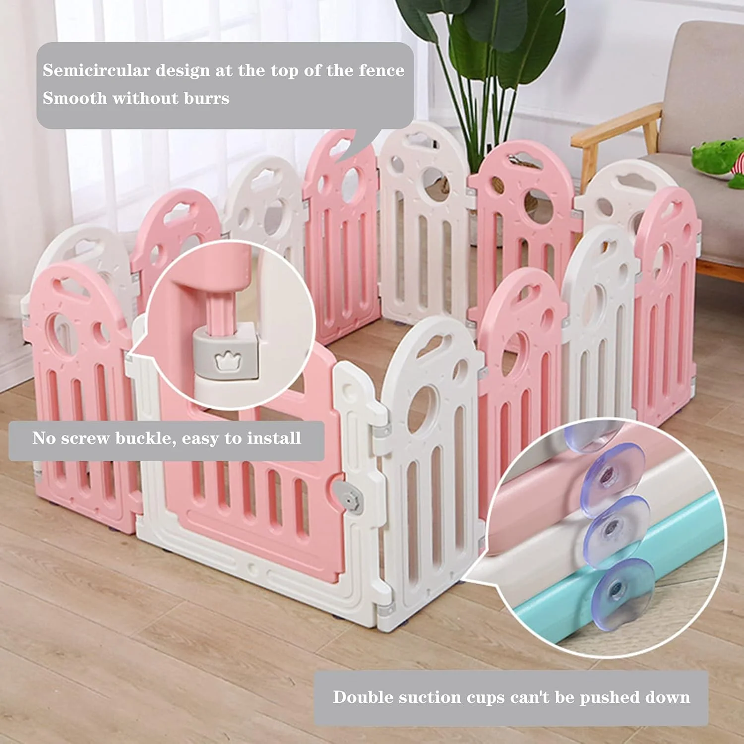 محوطه بازی حیوانات خانگی BaiBnn با درب، قفس حیوانات کوچک DIY برای استفاده در داخل و خارج از منزل، حصار حیاط پلاستیکی قابل حمل برای توله سگ، بچه گربه، خوکچه هندی، خرگوش، لاک پشت، همستر (اندازه: 165 * 165 * 60 سانتی متر)