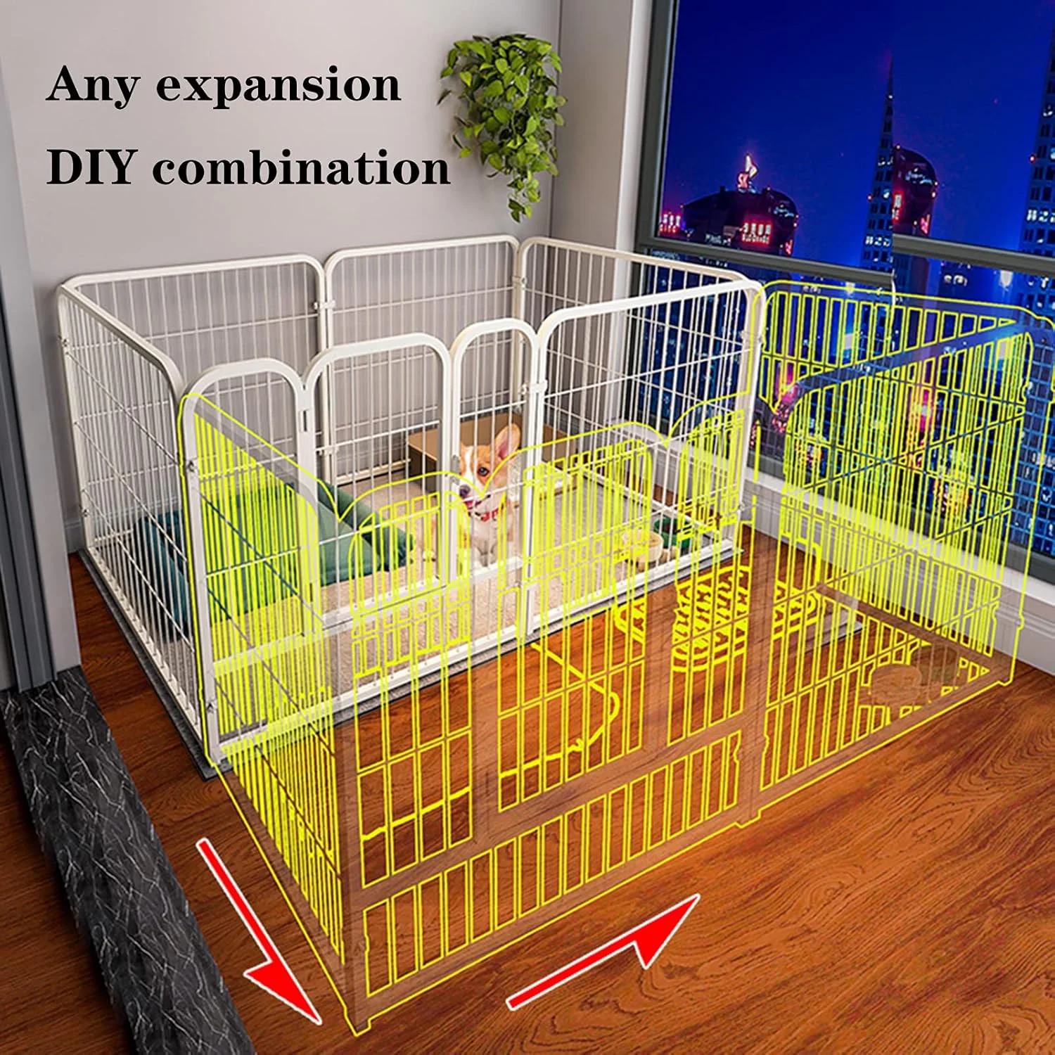 محوطه بازی تاشو فلزی حیوانات خانگی BaiBnn، حصار ورزشی داخلی و خارجی با درب و قفل، حصار تمرینی سنگین مناسب برای توله سگ/خرگوش/اردک/گربه (سایز: 50 * 50 * 50 سانتی متر، رنگ: سفید)