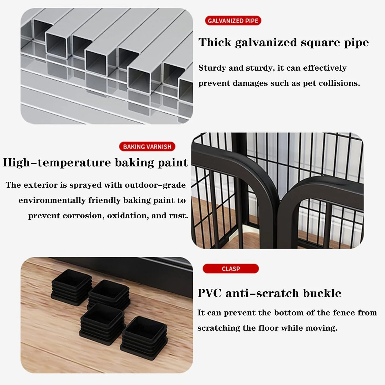 محوطه بازی حیوانات خانگی BaiBnn با 4/6 پنل، قفس سگ آهنی، حصار حیوانات خانگی سنگین، محوطه توله سگ، تاشو و قابل حمل، محوطه داخلی/خارجی مناسب برای خرگوش، سگ و گربه (اندازه: 6 پنل: 70 * 80 سانتی متر)