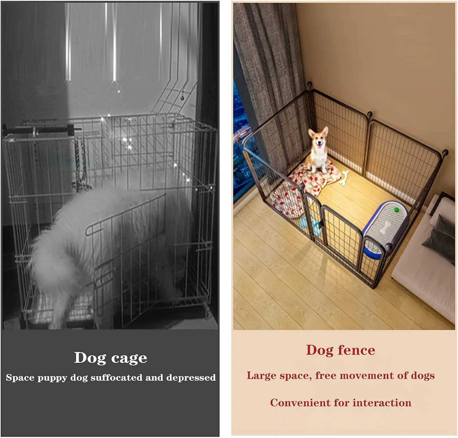 محوطه بازی حیوانات خانگی BaiBnn، حصار فلزی تاشو و مقاوم برای سگ، قابل گسترش، مناسب فضای داخلی و خارجی، قفس/محوطه بازی برای سگ ها و گربه ها (سایز: 160 * 80 * 100 سانتی متر، رنگ: سفید)