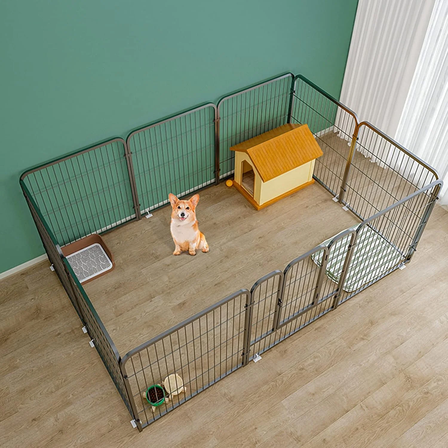 محوطه بازی تاشو و قابل حمل سگ و گربه بای بن، مناسب فضای داخلی و خارجی (سایز: 180 * 120 * 70 سانتی متر، رنگ: مشکی)