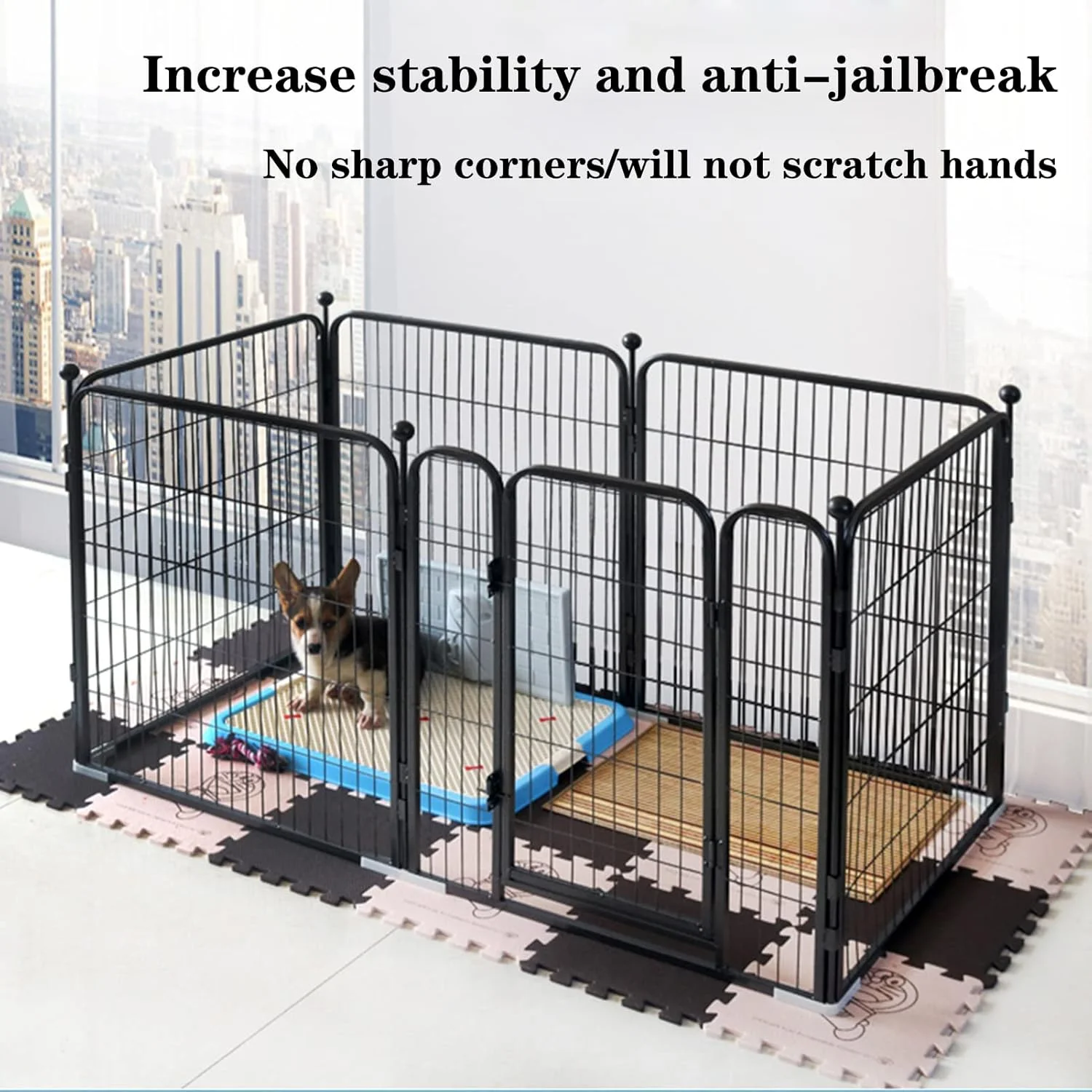 محوطه بازی سگ BaiBnn مدل تاشو و مقاوم، مناسب توله سگ/خرگوش/اردک/گربه، قابل استفاده در داخل و خارج از خانه (سایز: 4 تکه: 60 * 60 * 60 سانتی متر)