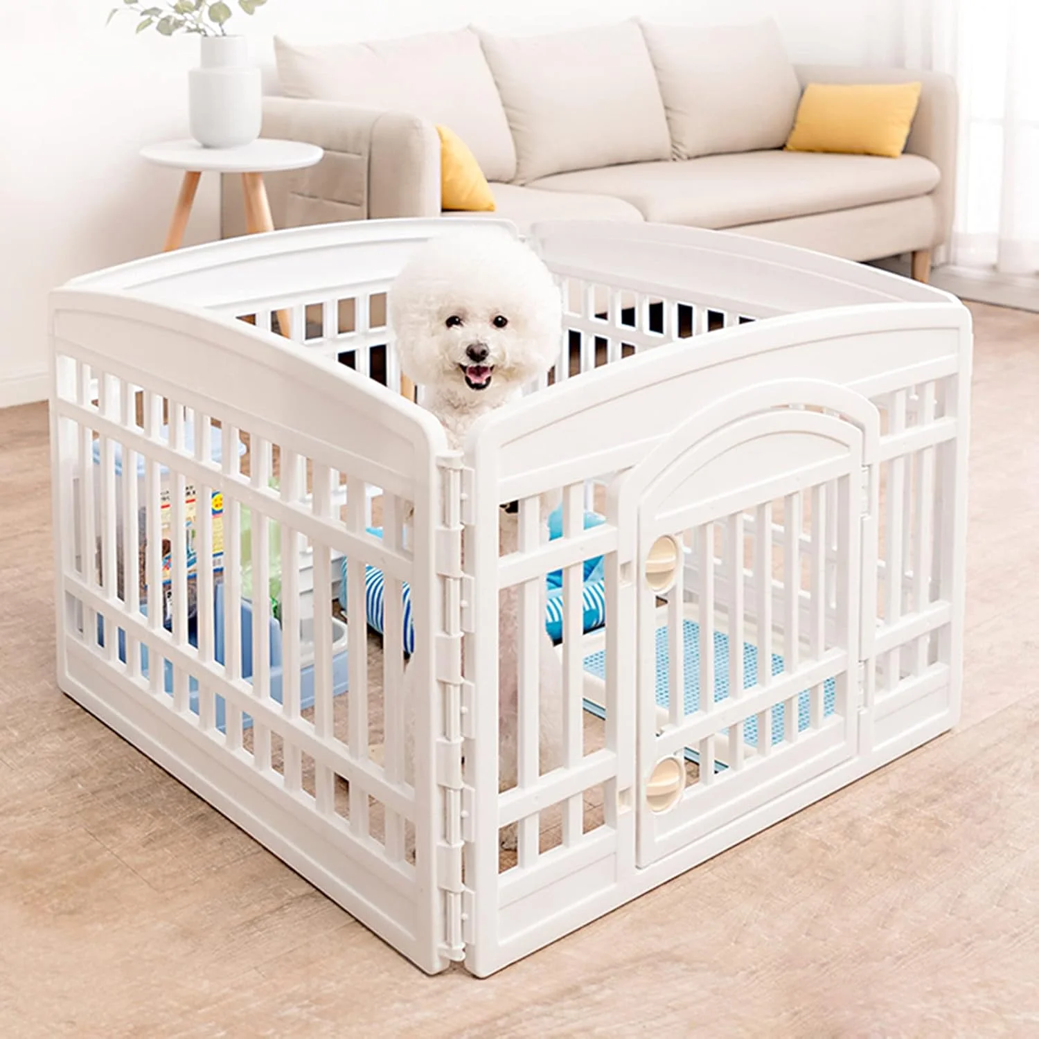 محوطه بازی سگ BaiBnn، قفس خرگوش برای حیوانات خانگی کوچک، حصار مدولار پلاستیکی ورزشی DIY با درب و گیره های قفل دار برای مونتاژ و جداسازی آسان برای خوکچه هندی، خرگوش، همستر (اندازه: 91 * 91 * 60 سانتی متر)