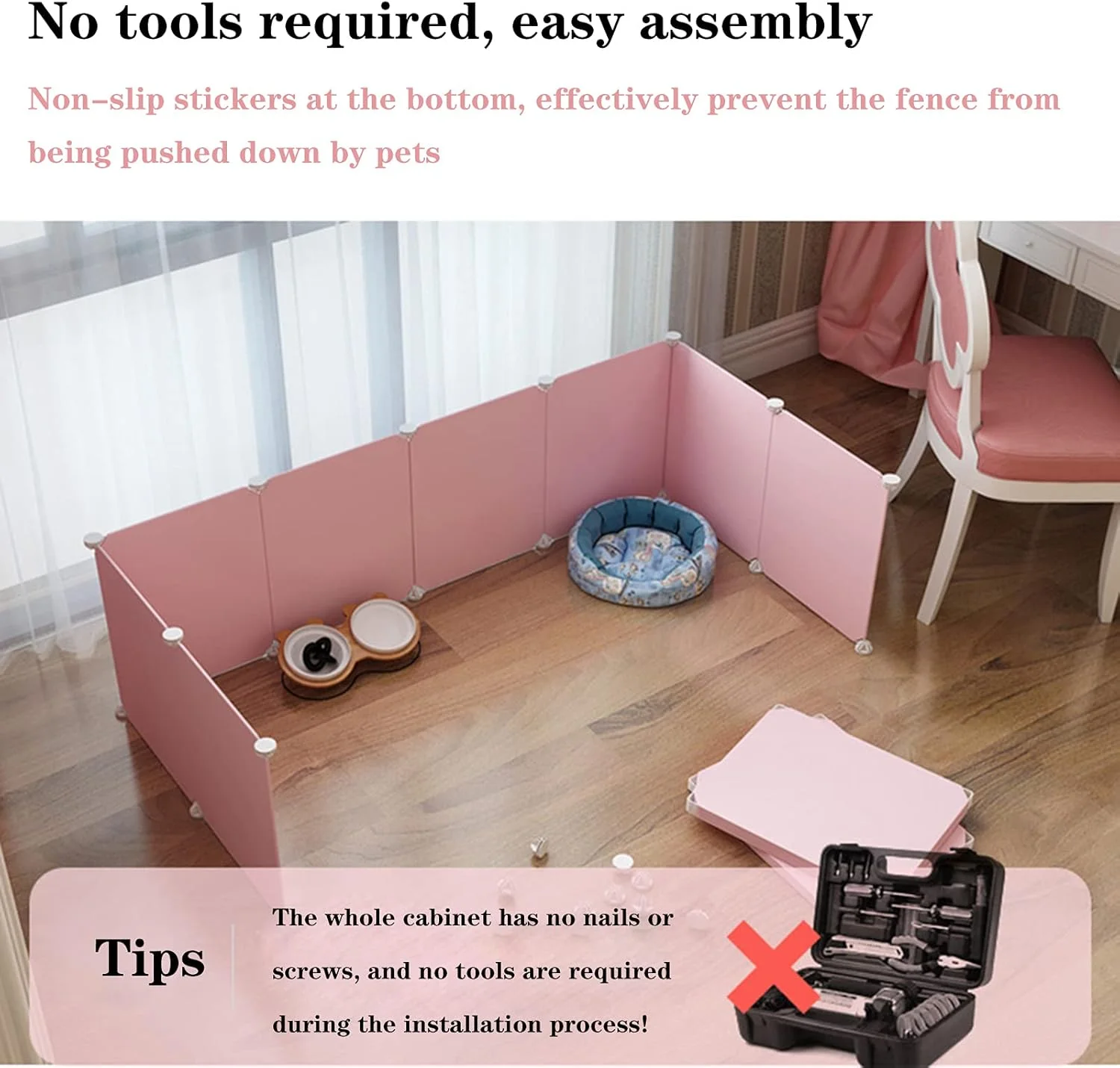 محوطه بازی سگ و حیوانات خانگی BaiBnn، حصار پلاستیکی کوچک، قفس باز و قابل گسترش DIY، تاشو، مناسب خواب و بازی برای توله سگ، بچه گربه و خرگوش (اندازه: 147 * 75 * 47 سانتی متر، رنگ: سبز روشن)