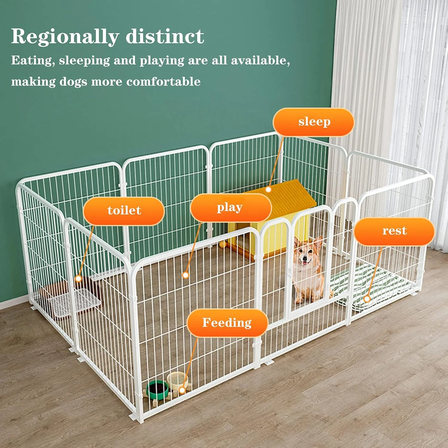 محوطه بازی تاشو و قابل حمل سگ و گربه بای بن، مناسب توله سگ، گربه و خرگوش، مناسب فضای داخلی و خارجی (سایز: 120 * 60 * 70 سانتی متر، رنگ: سفید)