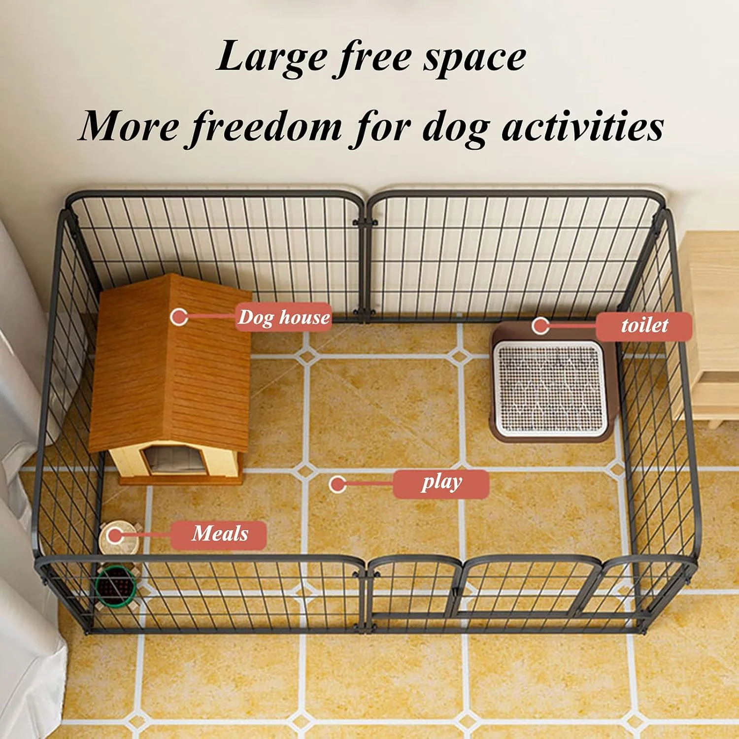 محوطه بازی حیوانات خانگی BaiBnn با 4/6 پنل، حصار فلزی سنگین، تاشو و قابل حمل، مناسب برای خرگوش، سگ و گربه (سایز: 80*80*160 سانتی متر) محوطه بازی حیوانات خانگی BaiBnn با 4/6 پنل، حصار فلزی سنگین، تاشو و قابل حمل، مناسب برای خرگوش، سگ و گربه (سایز: 80*80*160 سانتی متر)