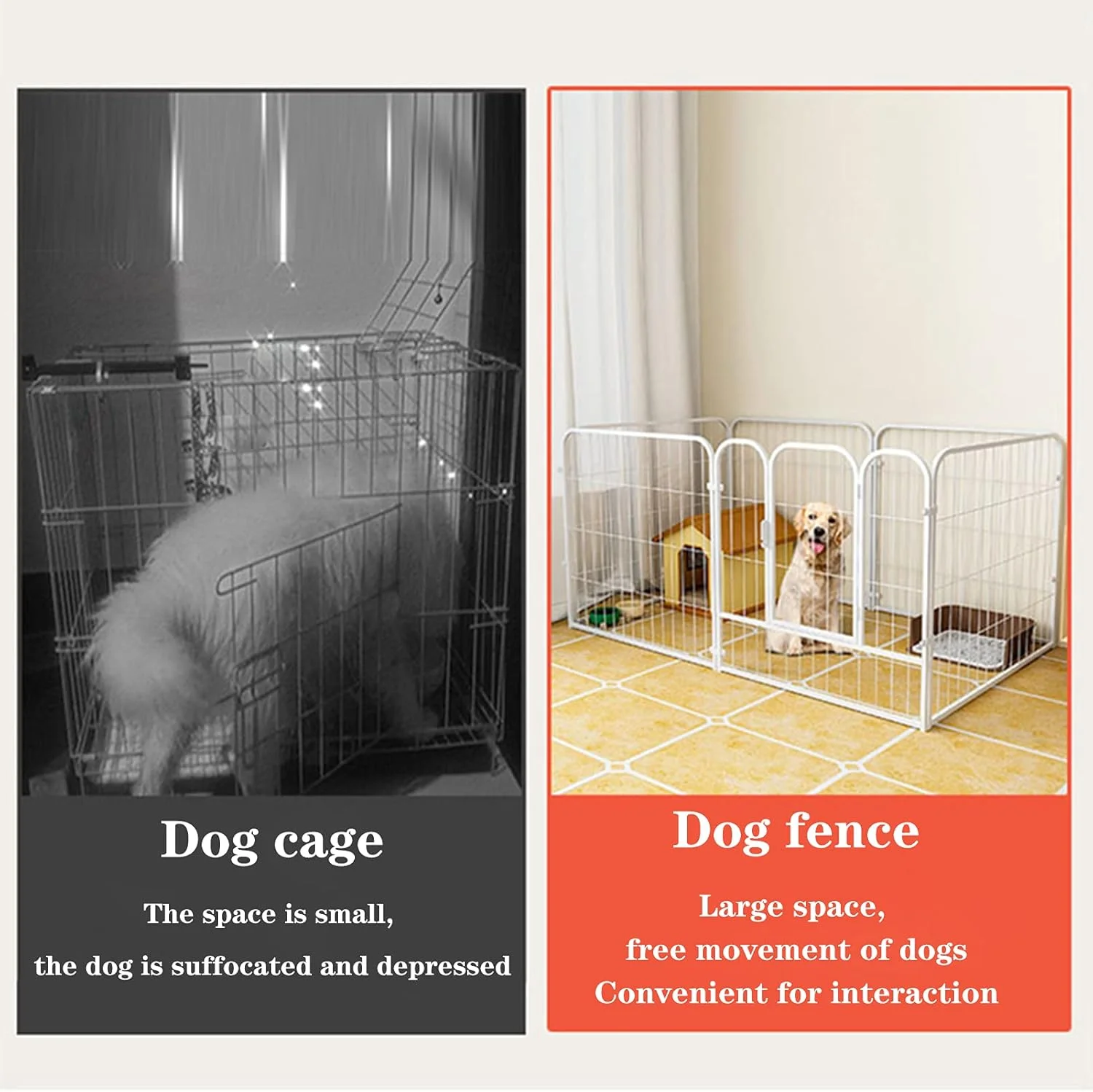 محوطه بازی توله سگ سنگین BaiBnn با 4/6 پنل، محوطه بازی تاشو فلزی برای ورزش های داخل و خارج از منزل، حصار حیوانات خانگی برای سگ، گربه، خرگوش (اندازه: 6 عدد: 100 * 50 * 50 سانتی متر)