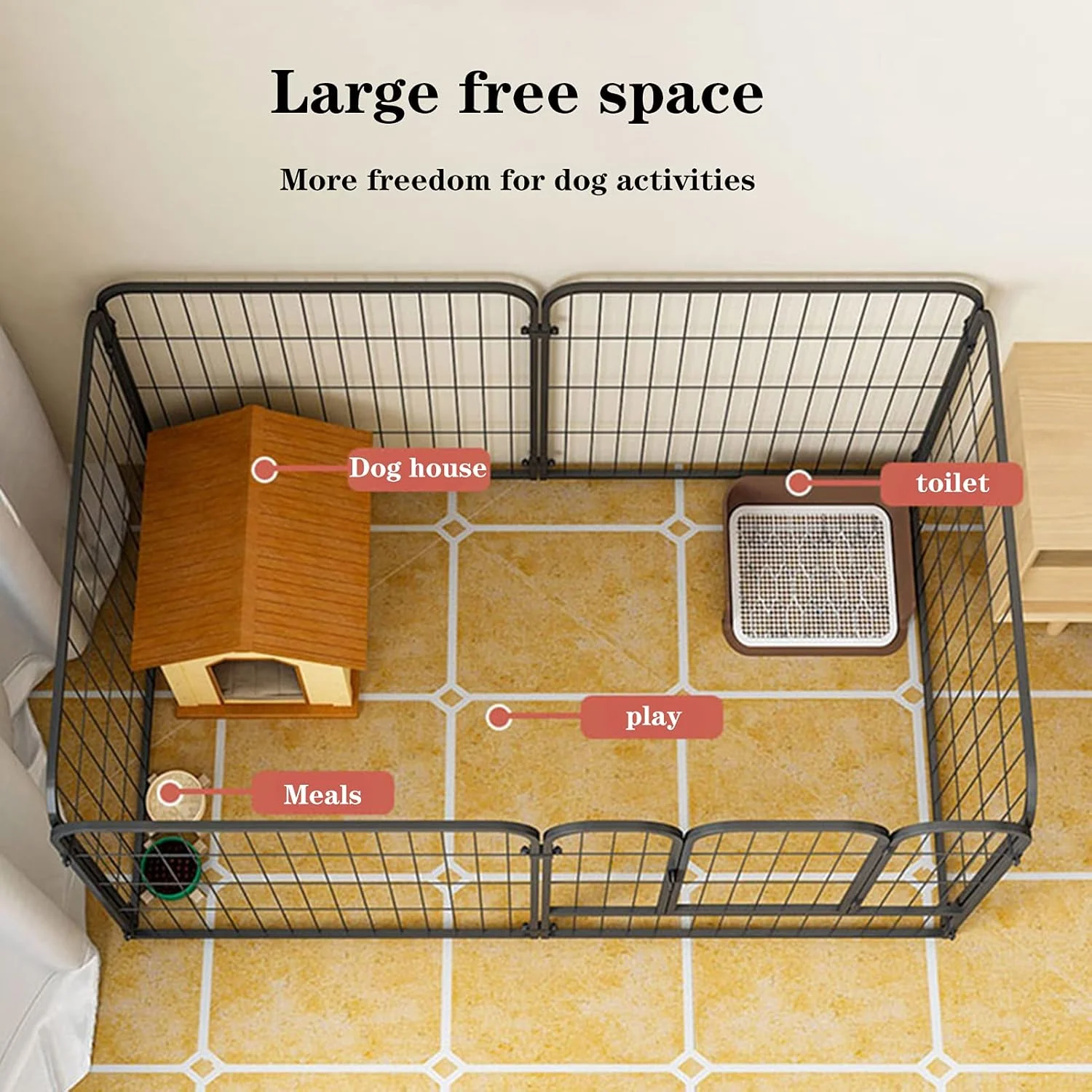 محوطه بازی توله سگ سنگین BaiBnn با 4/6 پنل، محوطه بازی تاشو فلزی برای ورزش های داخل و خارج از منزل، حصار حیوانات خانگی برای سگ، گربه، خرگوش (اندازه: 6 عدد: 100 * 50 * 50 سانتی متر)