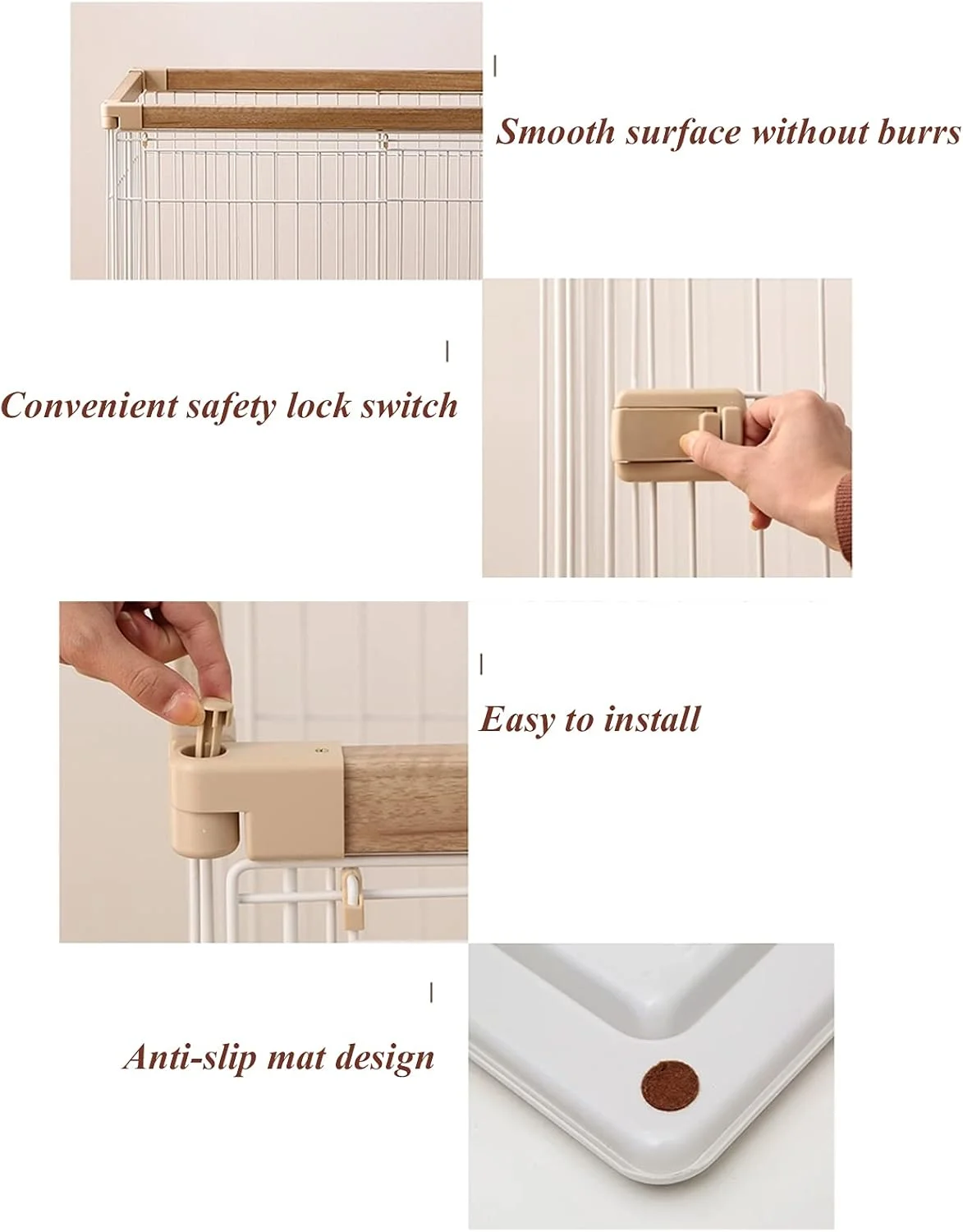 محوطه بازی سگ/توله سگ بای‌بن با پایه، درب دارای قفل، قلاب برای مونتاژ آسان، مناسب برای سگ (سایز: S: 97.5 * 66.5 * 55.5cm)