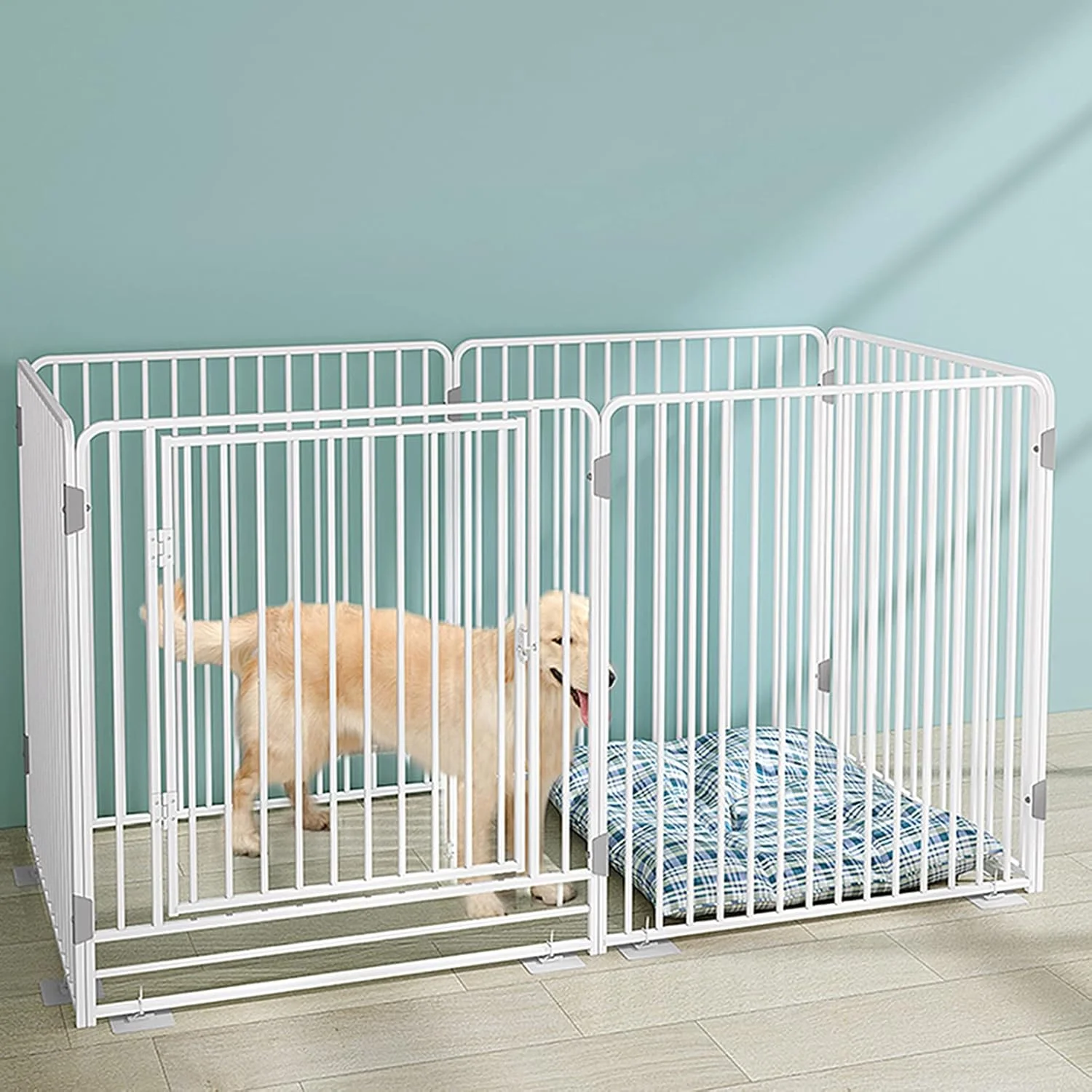 محوطه بازی تاشو حیوانات خانگی BaiBnn، حصار بازی حیوانات کوچک، قفس لانه حیوانات خانگی، محوطه داخلی/خارجی، قفس فلزی سیمی برای خرگوش ها، سگ ها و گربه ها (اندازه: 103 * 50 * 60 سانتی متر)