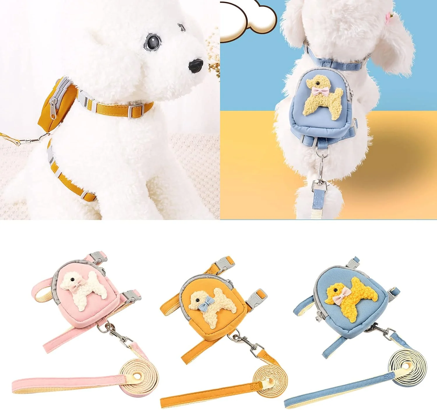 هارنس کوله پشتی سگ با بند قلاده، هارنس سگ کوله پشتی و بند قلاده، مناسب توله سگ های بزرگ، بدون کشیدن