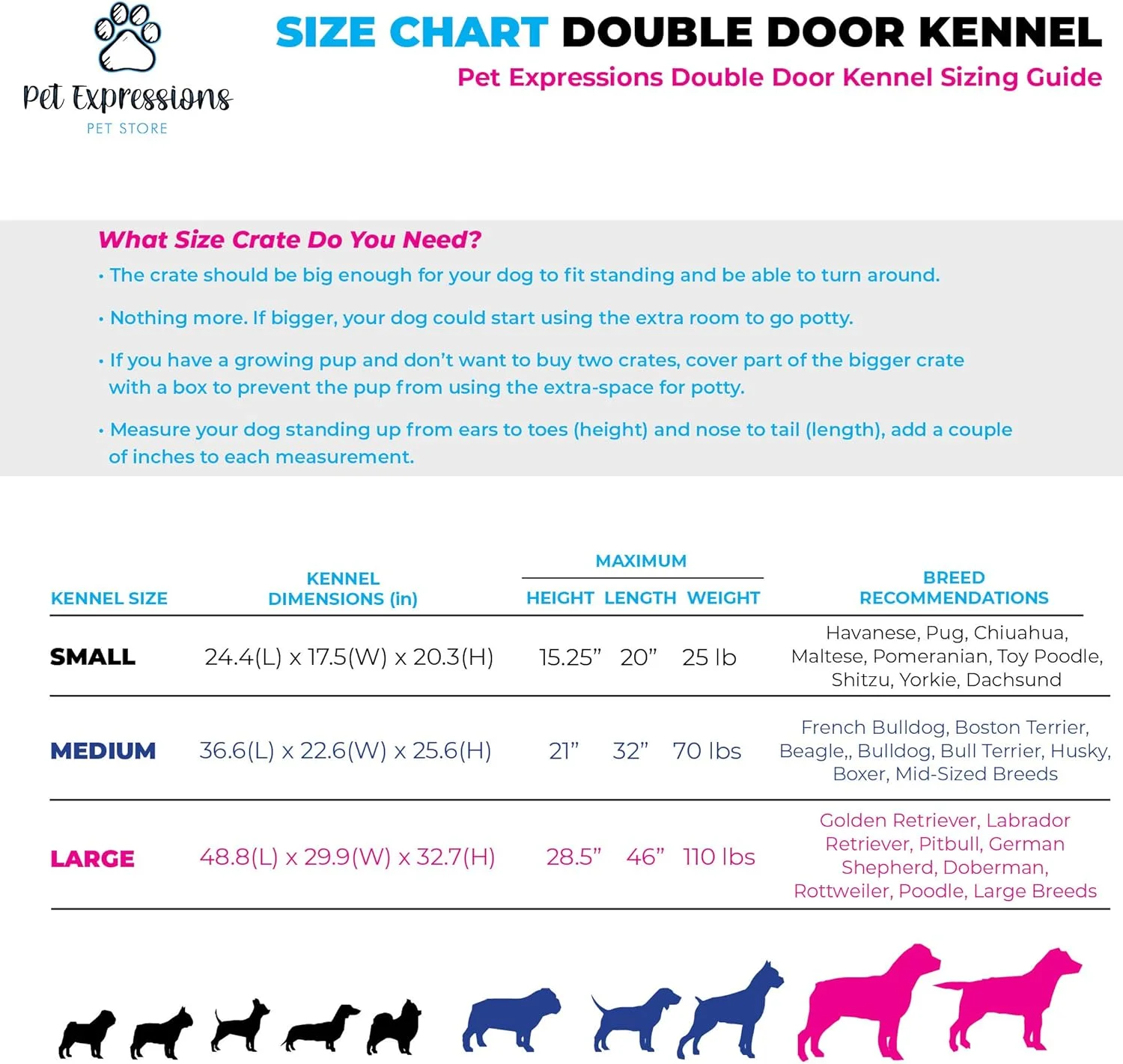 محفظه سگ تاشو لوکس و رنگارنگ 24 اینچی BACKYARD EXPRESSIONS PATIO · HOME · GARDEN PET با 2 درب | کتاب الکترونیکی آموزش رایگان و موسیقی آرامش بخش حیوانات خانگی | 3 رنگ و 3 اندازه