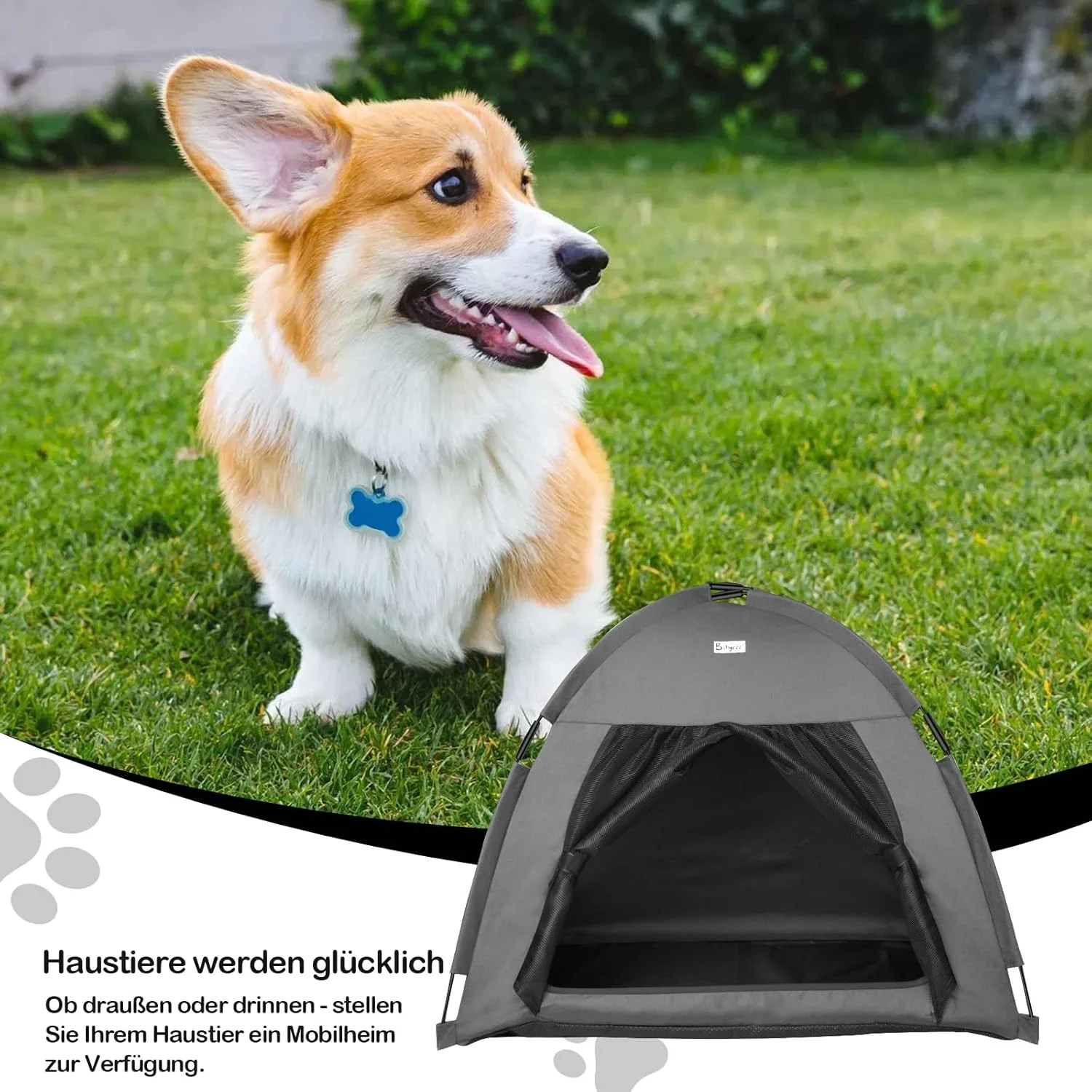 تخت چادری سگ/گربه Babyezz، چادر تیپی ضد آب، تنفسی، خانه سگ قابل شستشو برای استفاده در داخل و خارج از منزل، غار سگ/غار گربه قابل حمل، برای بچه گربه ها، توله سگ ها، خرگوش ها (خاکستری، L)