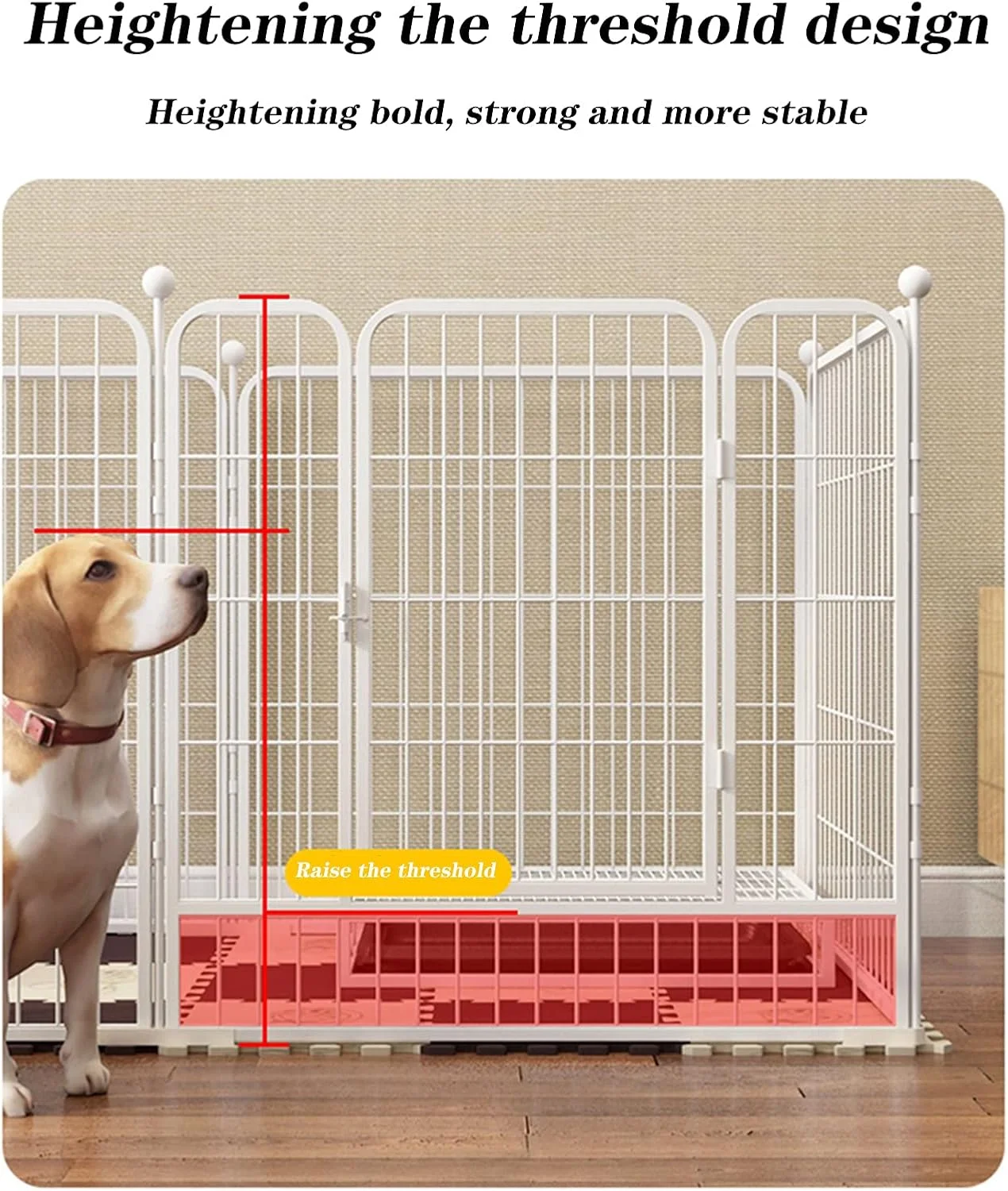 محوطه بازی توله سگ سنگین BaiBnn، محوطه بازی تاشو و قابل حمل حیوانات خانگی، حصار فلزی تمرینی با پایه های نگهدارنده برای سگ، گربه، خرگوش، داخل/خارج از منزل (سایز: 100 * 50 * 50 سانتی متر)