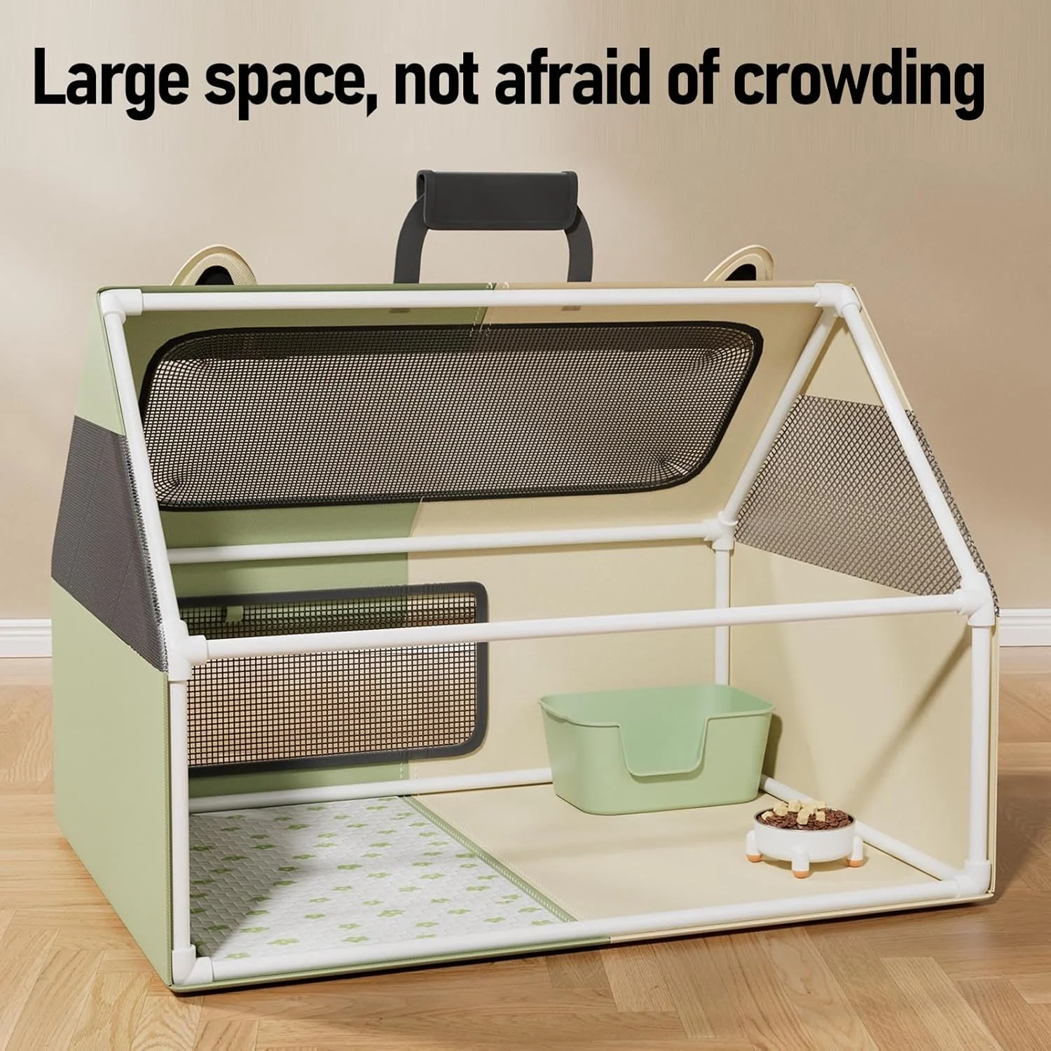 محفظه بازی گربه آسیکسیکس، قفس توری مستطیلی قابل حمل 78.5x58.5x57 سانتی متر با پنجره توری، سایه بان جداشدنی و درب جلویی بازشو برای گربه های باردار و بچه گربه ها محفظه بازی گربه آسیکسیکس، قفس توری مستطیلی قابل حمل 78.5x58.5x57 سانتی متر با پنجره توری، سایه بان جداشدنی و درب جلویی بازشو برای گربه های باردار و بچه گربه ها