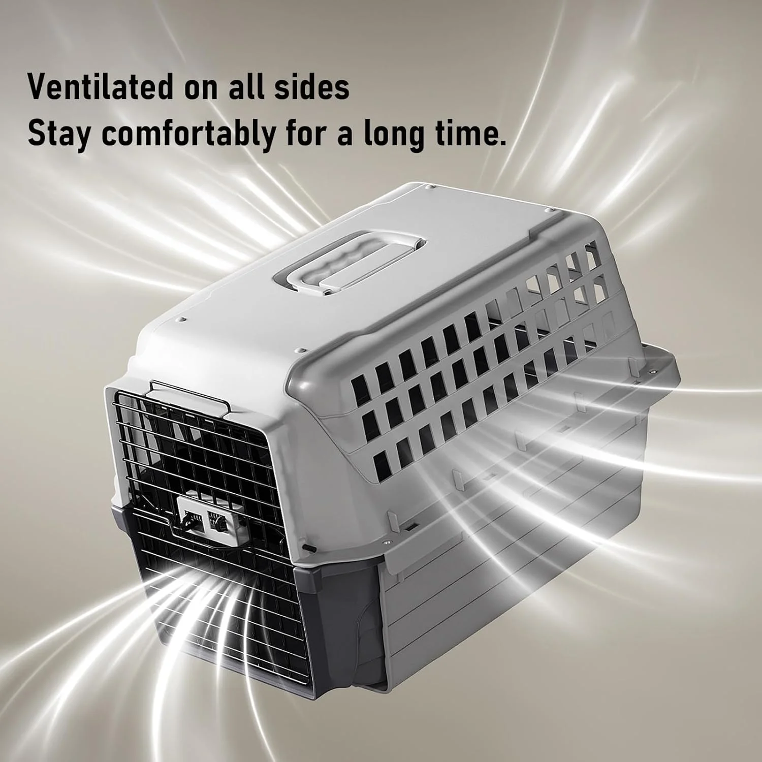  باکس حمل سگ Asixxsix، باکس حمل حیوانات خانگی گربه، باکس و قفس قابل حمل سگ برای سگ های کوچک، کشویی، طراحی تهویه دار، مونتاژ آسان، 51x38x34 سانتی متر، برای خانه و مسافرت