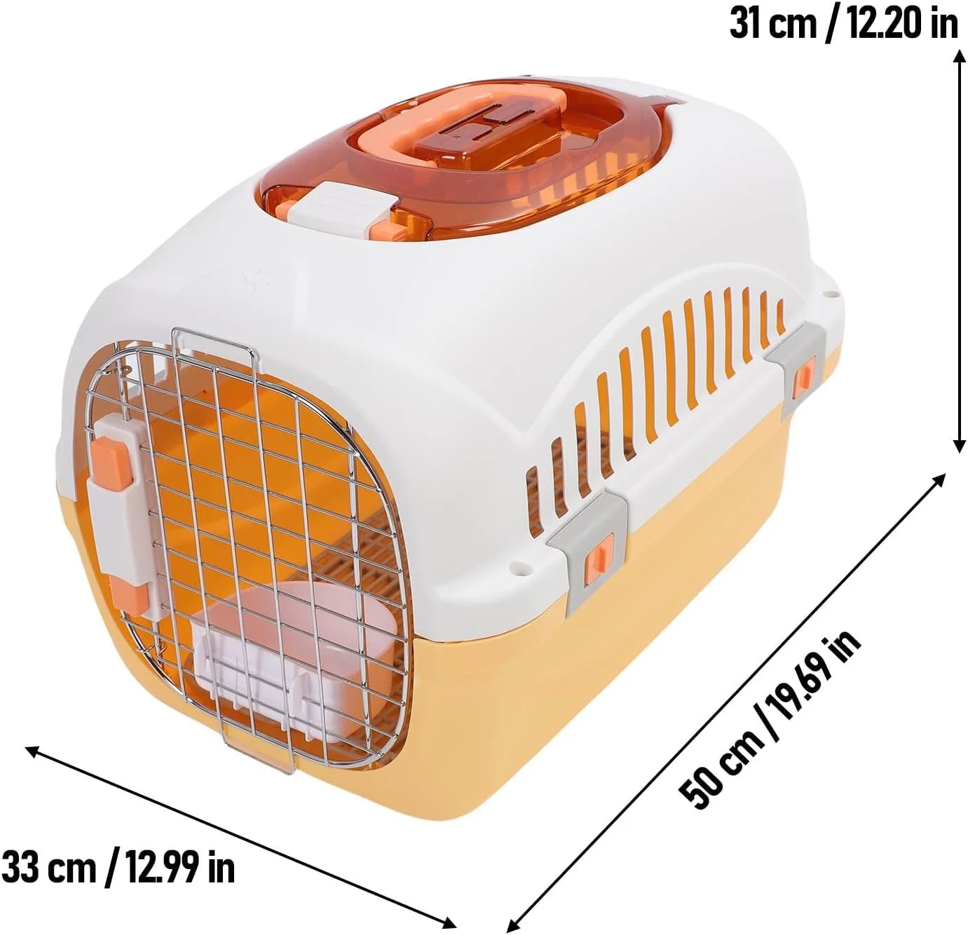 آشیانه سگ Asixxsix، باکس حمل سگ مسافرتی جداشدنی با پنجره و دسته بالایی، باکس حمل حیوانات خانگی مناسب هواپیما، 50x33x31 سانتی متر، باکس حمل کوچک سگ و گربه برای خانه و مسافرت (زرد)