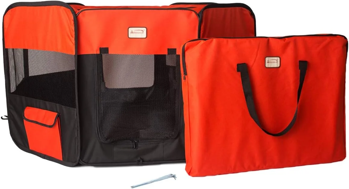 محوطه بازی قابل حمل حیوانات خانگی آرماکات مدل PP002R-XL، ترکیب مشکی و قرمز، سایز خیلی بزرگ محوطه بازی قابل حمل حیوانات خانگی آرماکات مدل PP002R-XL، ترکیب مشکی و قرمز، سایز خیلی بزرگ