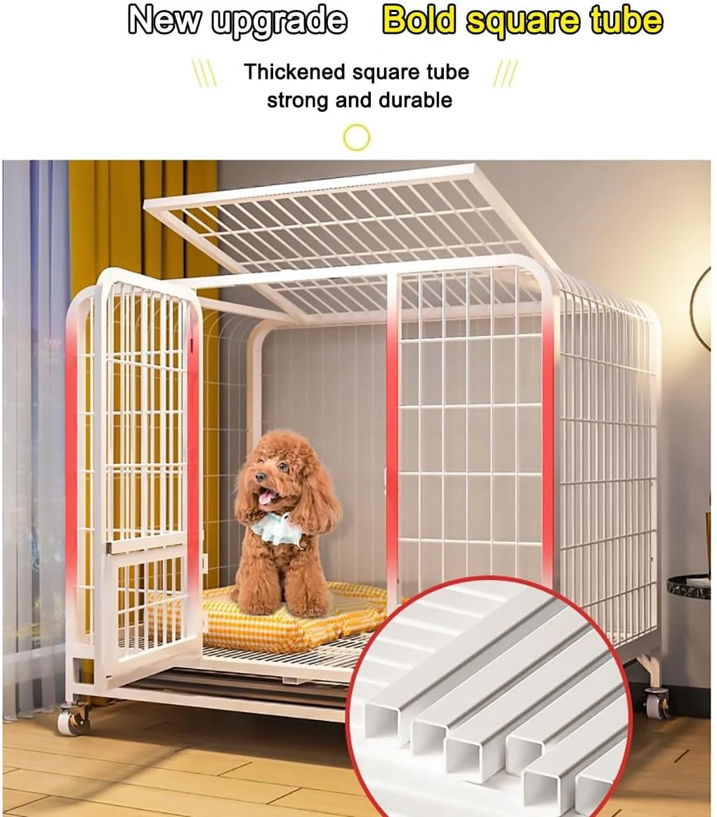 قفس سگ سنگین، لانه سگ با اضطراب بالا با چرخ، مناسب برای سگ های کوچک تا متوسط، مقاوم در برابر جویدن فضای بزرگ، مشکی - 36.6"L x 24.4"W x 32.3"H قفس سگ سنگین، لانه سگ با اضطراب بالا با چرخ، مناسب برای سگ های کوچک تا متوسط، مقاوم در برابر جویدن فضای بزرگ، مشکی - 36.6"L x 24.4"W x 32.3"H