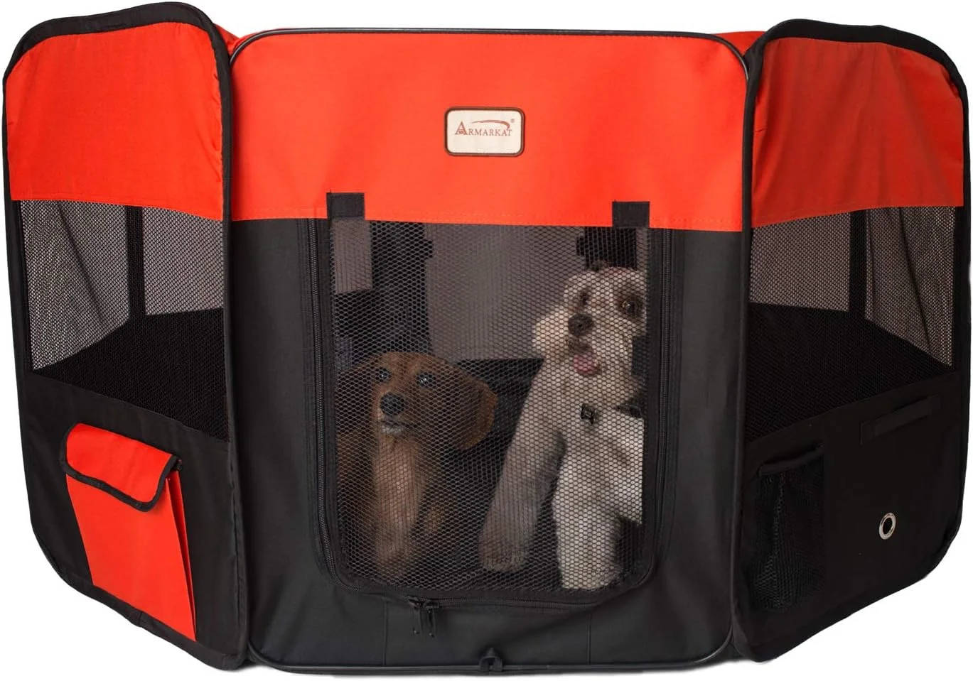 محوطه بازی قابل حمل حیوانات خانگی آرماکات مدل PP002R-XL، ترکیب مشکی و قرمز، سایز خیلی بزرگ