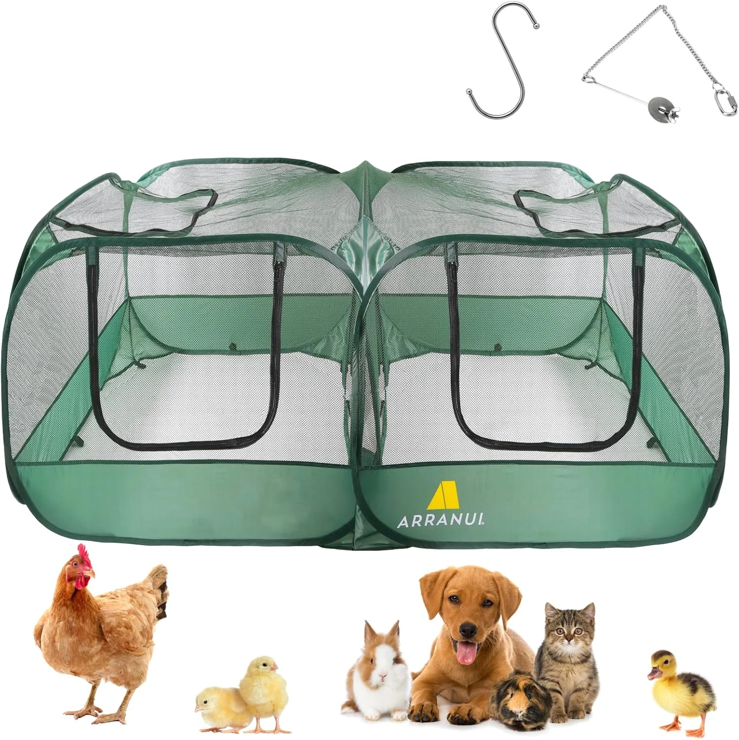 محوطه بازی قابل حمل مرغ ARRANUI - محوطه بازی حیوانات کوچک - چادر توری تاشو حیوانات خانگی - محوطه بیرونی مرغ - به همراه سیخ میوه/سبزیجات آویز و قلاب S محوطه بازی قابل حمل مرغ ARRANUI - محوطه بازی حیوانات کوچک - چادر توری تاشو حیوانات خانگی - محوطه بیرونی مرغ - به همراه سیخ میوه/سبزیجات آویز و قلاب S